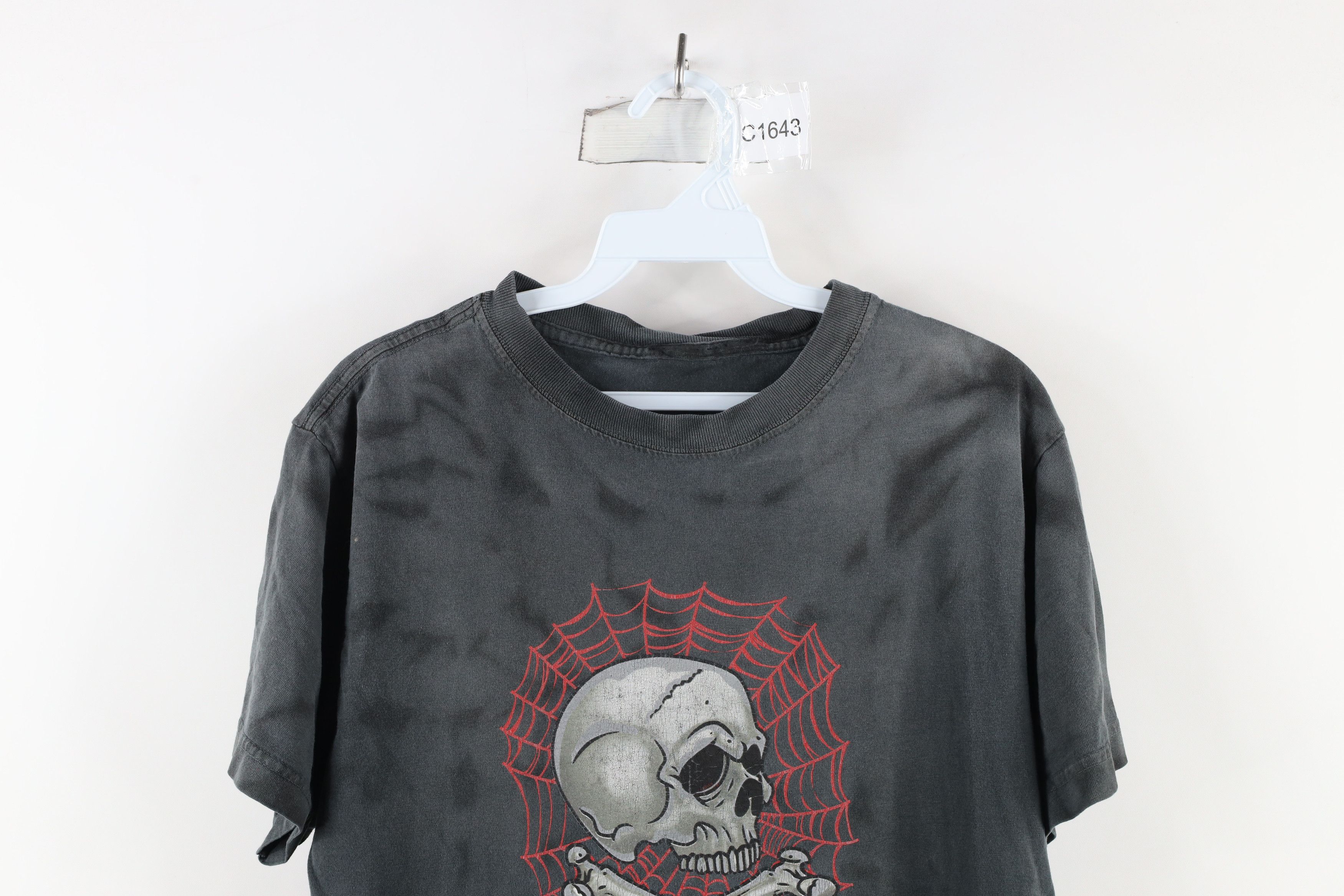 Vintage Vintage 90s Streetwear Bones Spider Web Acid Wash T-Shirt Size US S / EU 44-46 / 1 - 2 Thumbnail