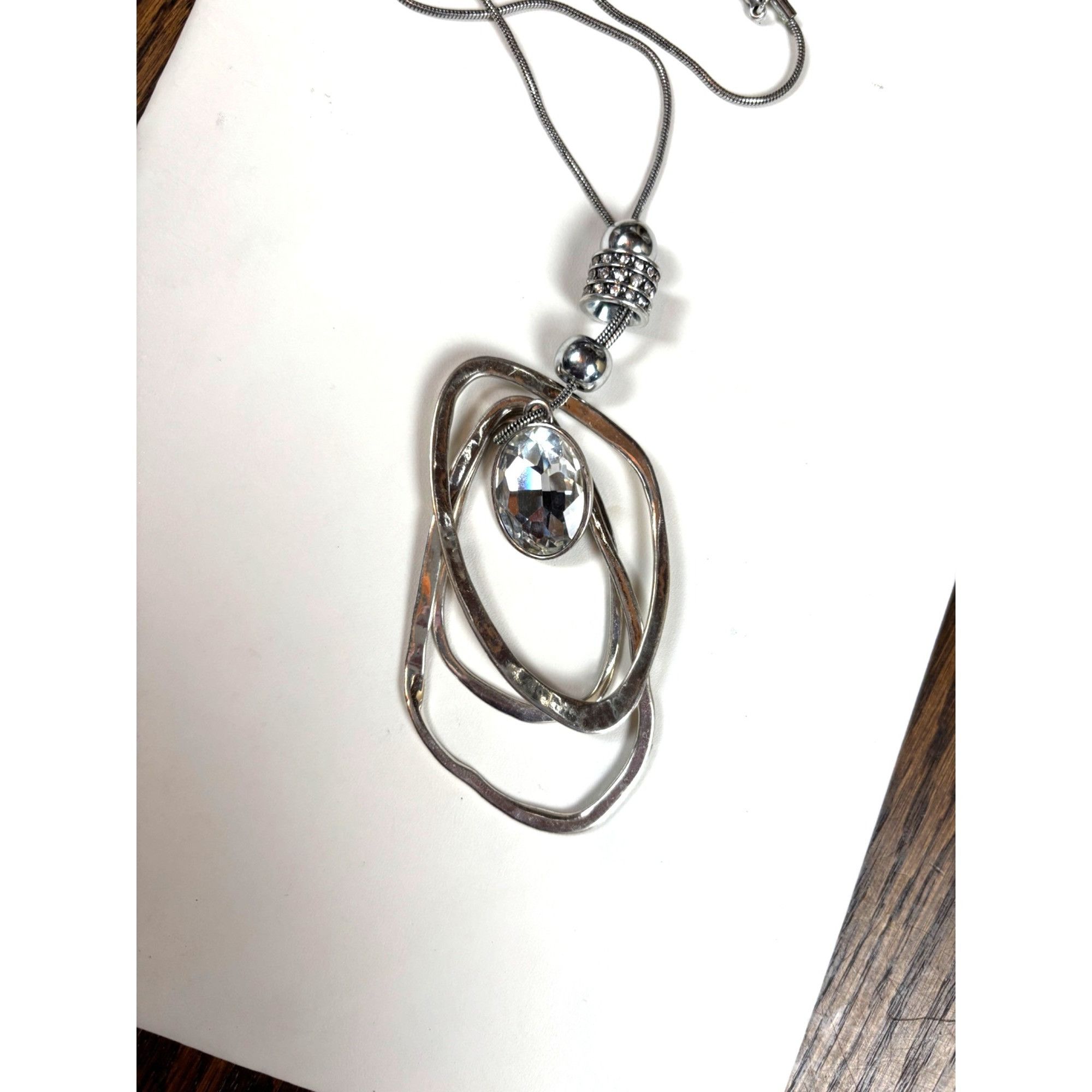 Other Silver-Tone Adjustable Necklace With Abstract Metal Loops & Size ONE SIZE - 4 Thumbnail
