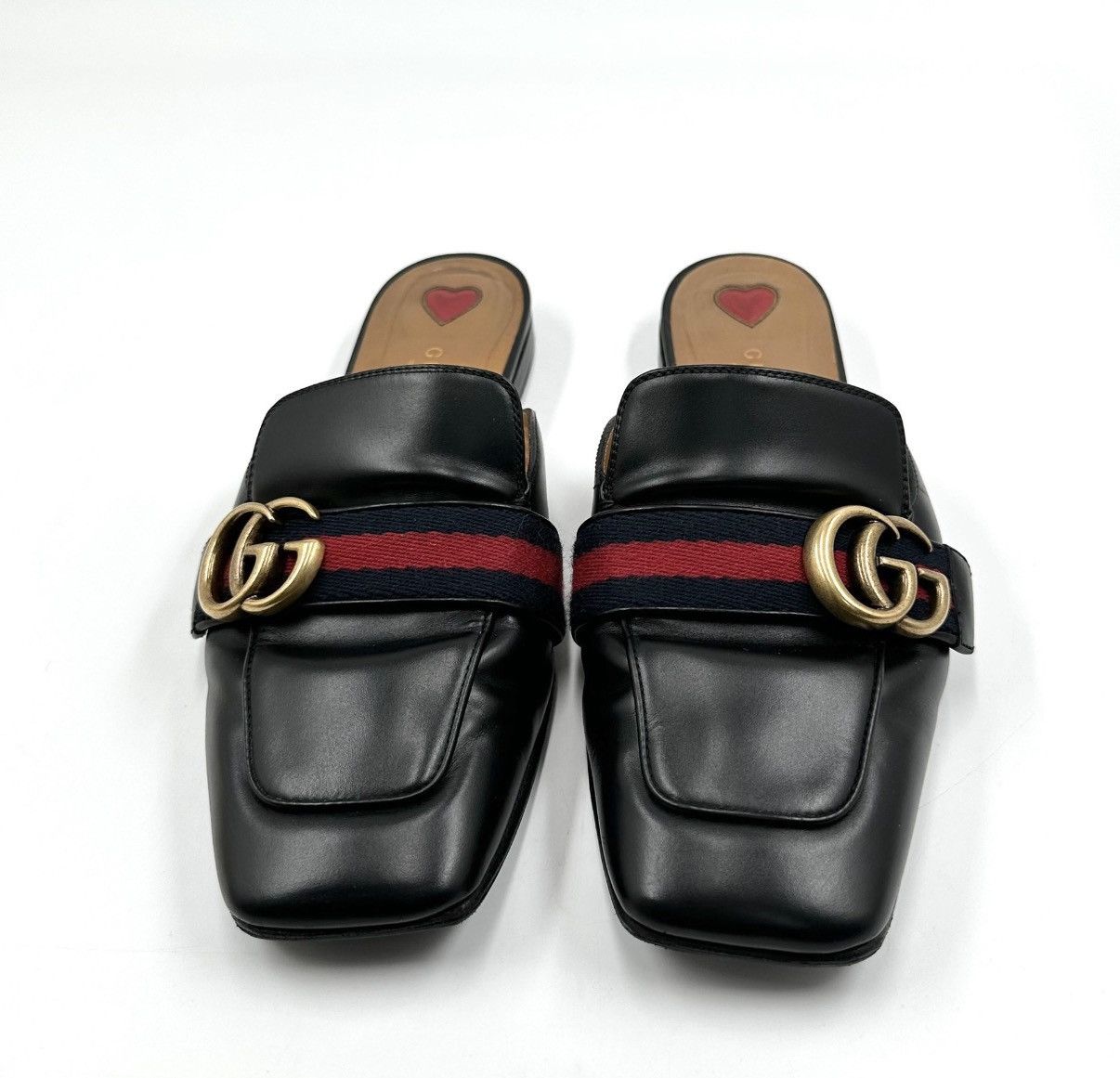 Gucci Gucci/Double G Logo Black Flat Mule Slippers K12 Size US 6.5 / IT 36.5 - 2 Thumbnail