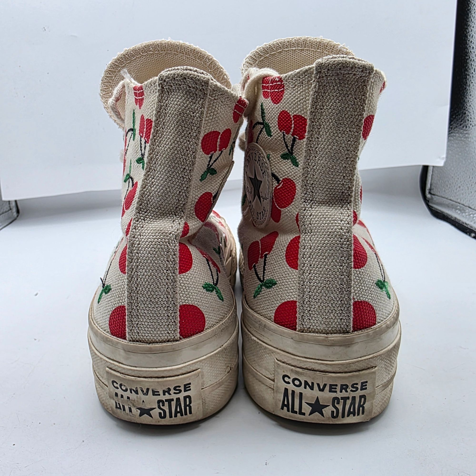 Converse Converse All Star Womens Size 5 White Red Cherry Print High Size US 5 / IT 35 - 5 Thumbnail