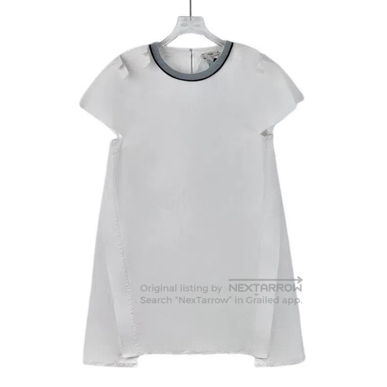 Fendi Fendi White Bow Round Neck Short Sleeve Dress Size XS / US 0-2 / IT 36-38 - 1 Thumbnail