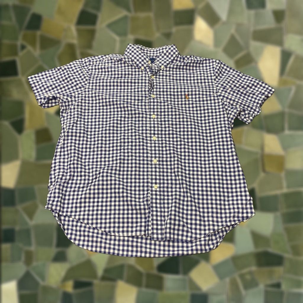 Ralph Lauren VINTAGE Ralph Lauren Classic Fit Shirt XL Blue/White Check Button-Down Short Sleeve Mens Polo Pony 90s Size US XL / EU 56 / 4 - 1 Thumbnail