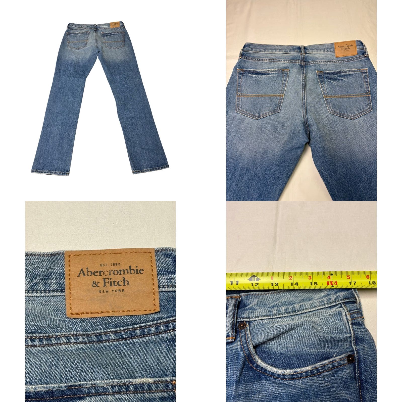 Abercrombie & Fitch Abercrombie & Fitch Jeans Skinny Medium Wash Mens W33 L32 Slim Rise Mid 10-12 in Denim Button 5-Pocket Pockets Distressed Cotton 1969 Gap 1969 Bag N/A Size US 33 - 8 Thumbnail