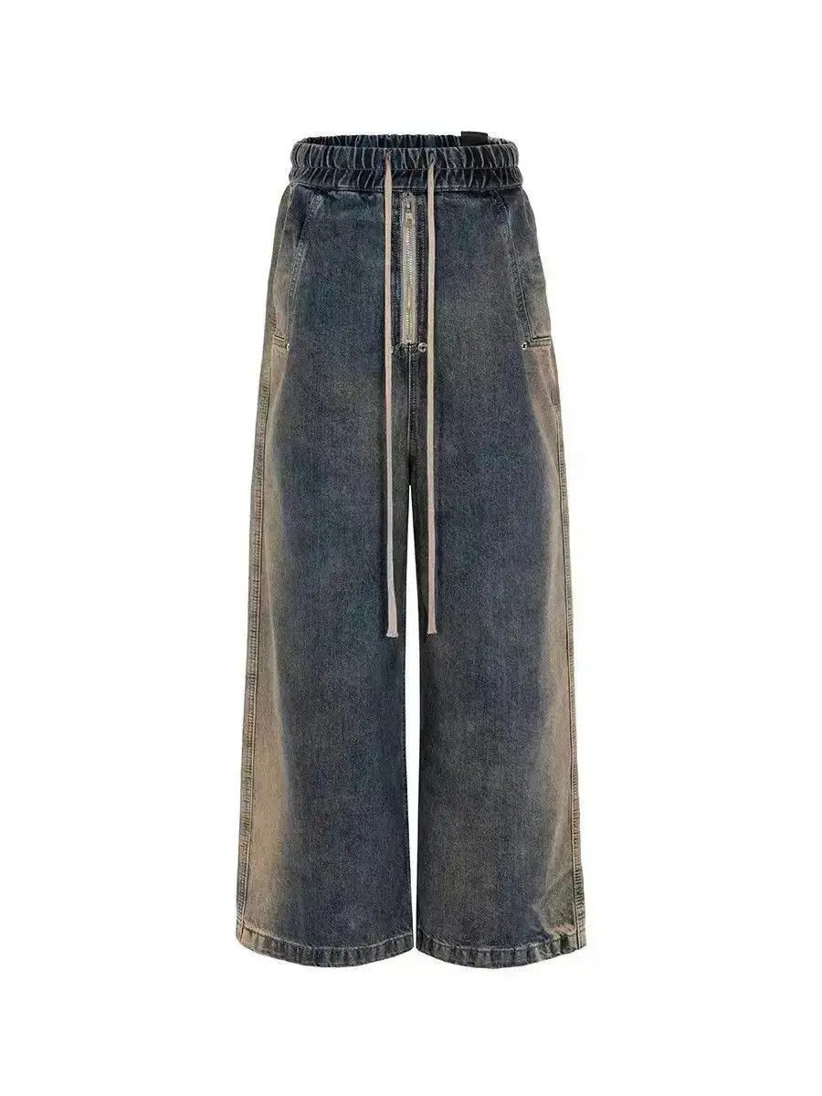 Japanese Brand Retro wash gradient drawstring work wide leg jeans Size US 34 / EU 50 - 5 Thumbnail