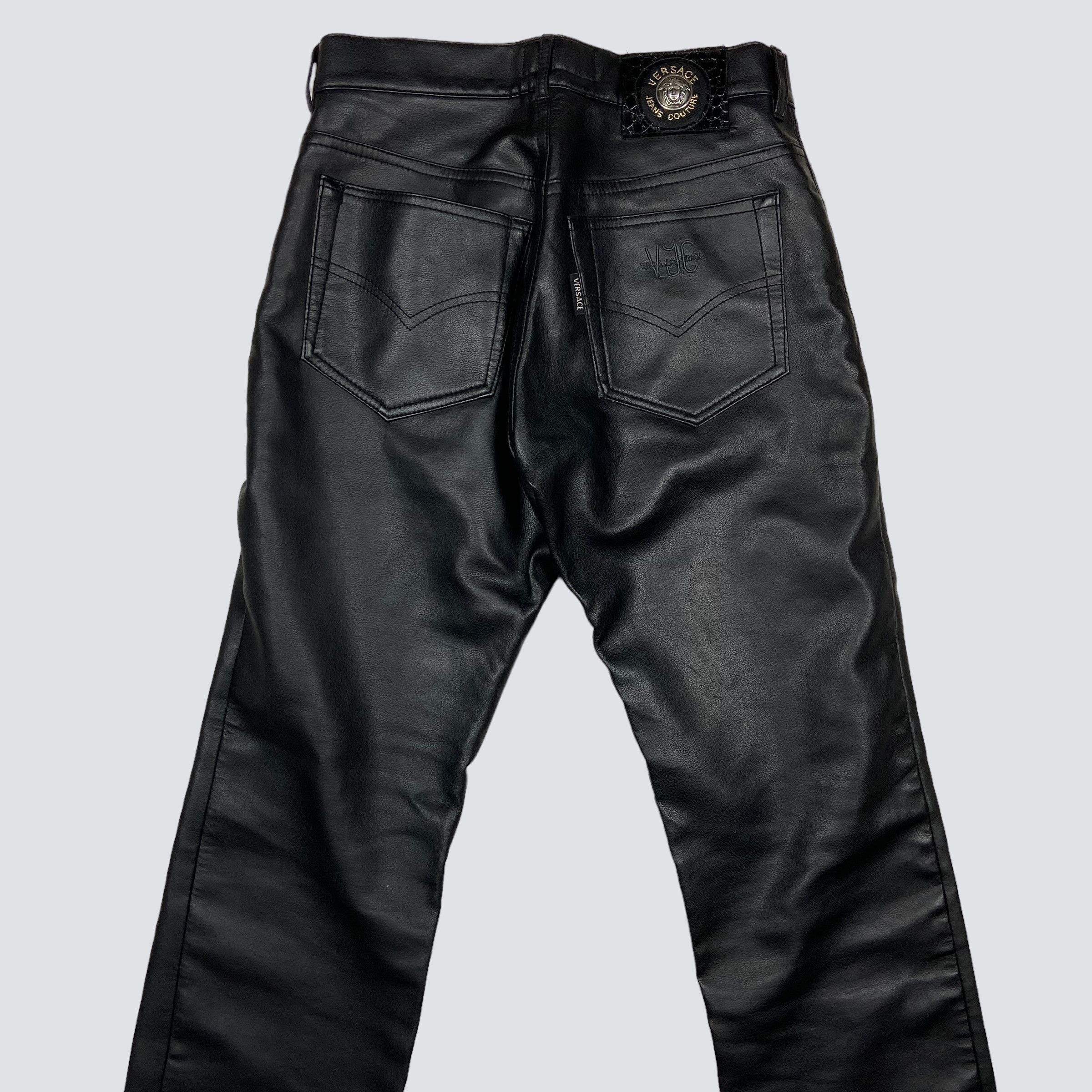 Versace VERSACE LEATHER ARCHIVE 1990s VINTAGE RARE PANTS - № 3079 Size US 30 / EU 46 - 4 Thumbnail