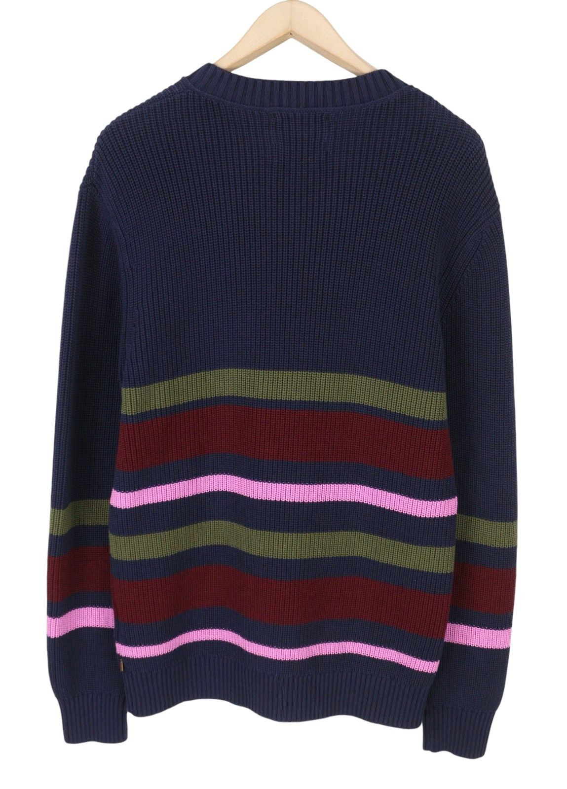 Scotch & Soda L Dark Blue Striped V-Neck Jumper 88565 Size US L / EU 52-54 / 3 - 2 Thumbnail