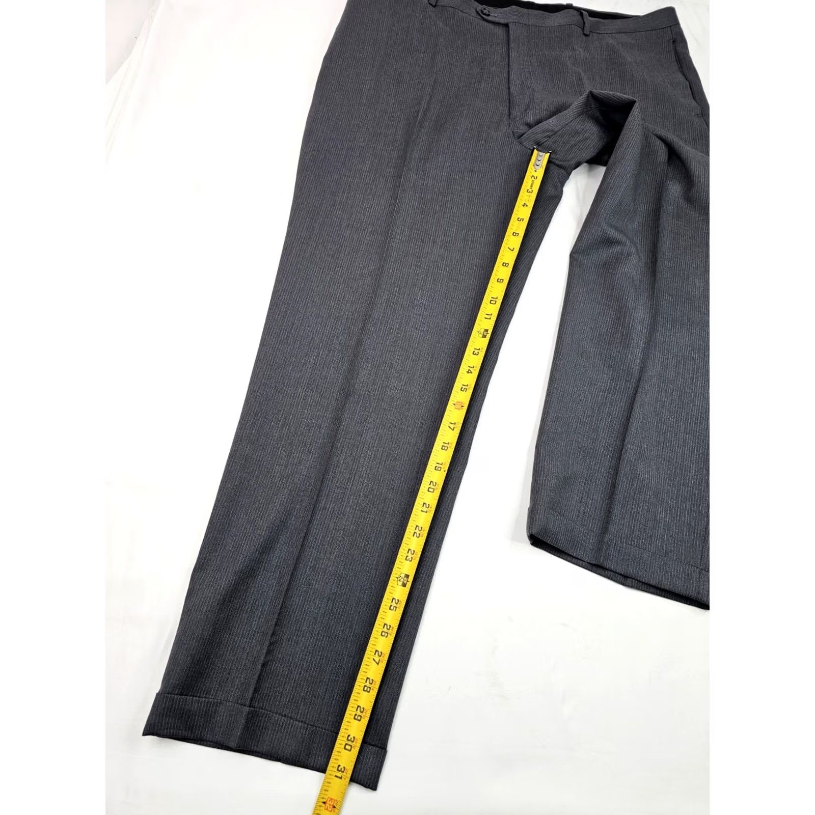 Alfani Alfani Gray Pinstripe Cashmere Wool Blend Pants Men 42x31 Flat Front Cuffed EUC - Regular Fit, Dress Pants, Business, Formal, Casual Size US 42 / EU 58 - 5 Thumbnail