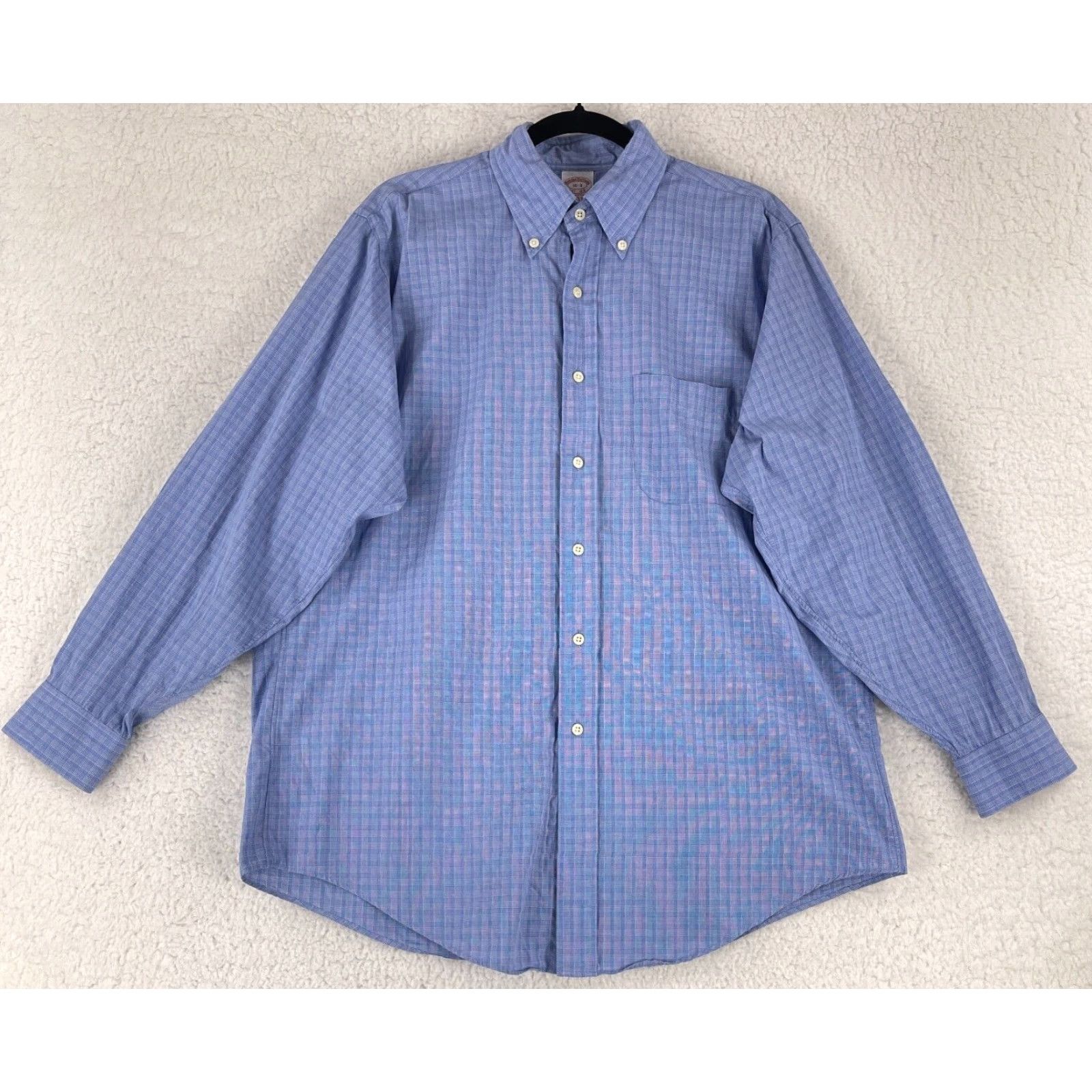 Brooks Brothers Brooks Brothers Button-Down Dress Shirt Mens Large Blue All Cotton Long Sleeve Size 42R - 2 Thumbnail