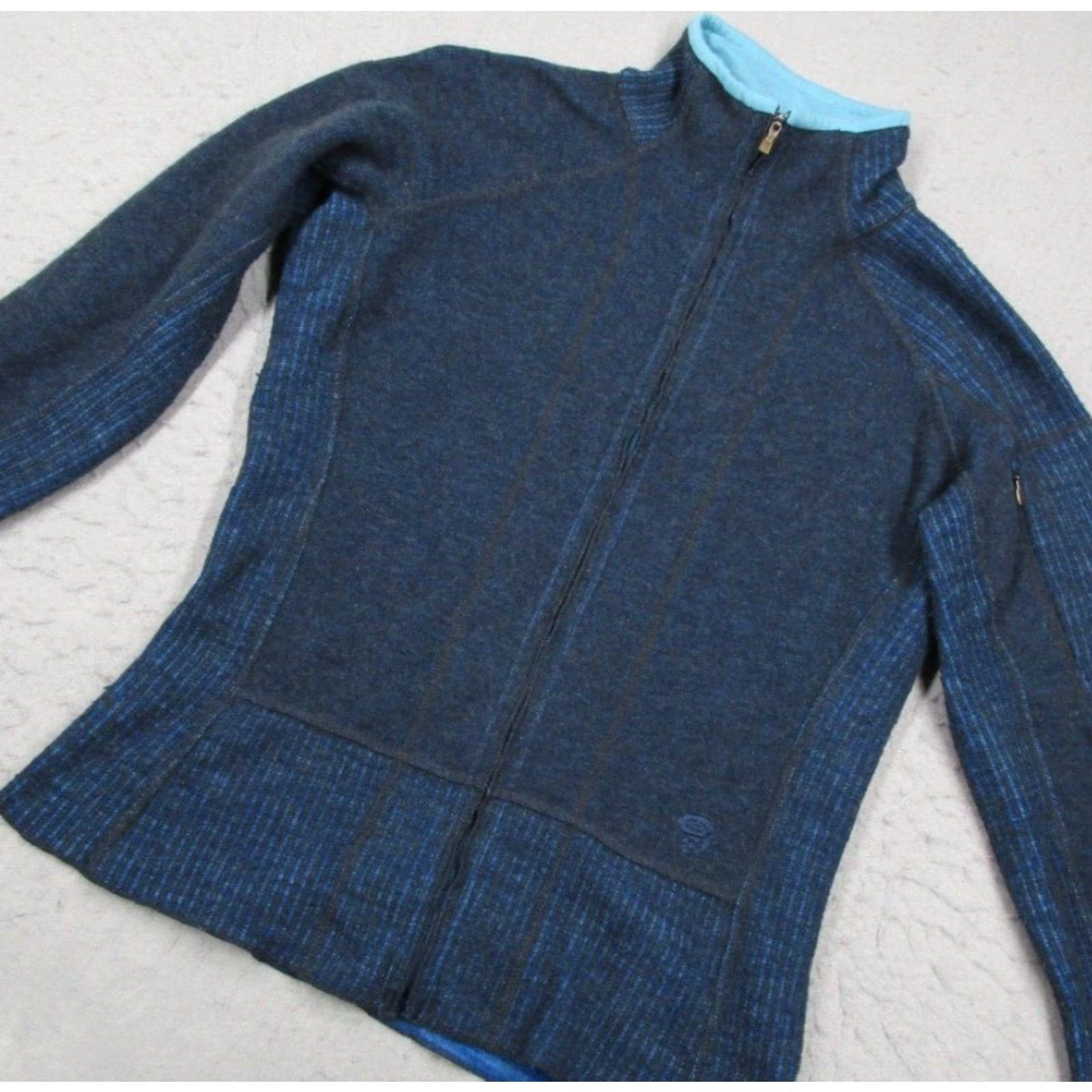 Mountain Hardwear Mountain Hardwear Jacket Womens Small Blue Full Zip Wool Blend Hike Camp Workwear Size S / US 4 / IT 40 - 2 Thumbnail
