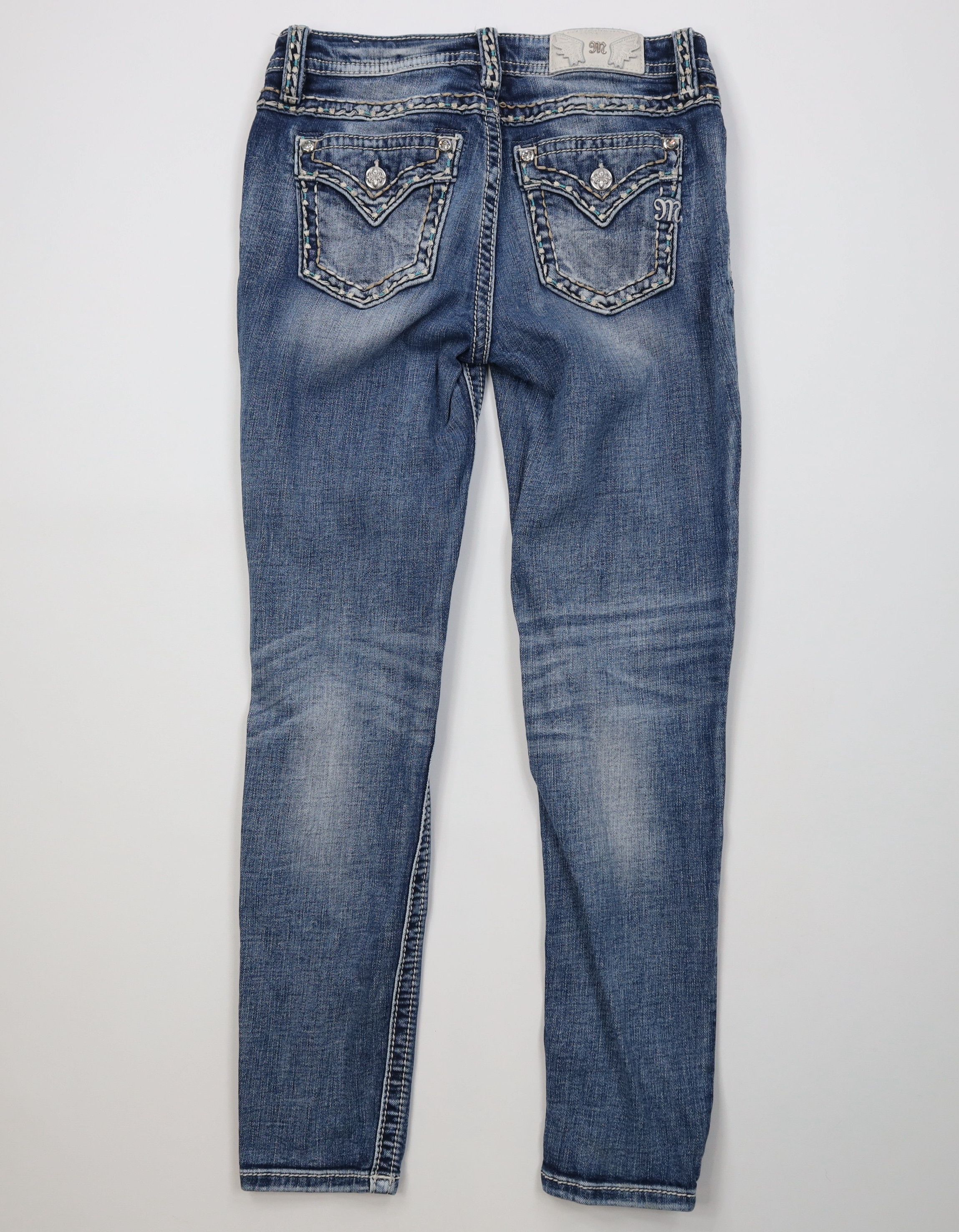 Miss Me Miss Me Stitch Jeweled Hailey Skinny Leg Denim Jeans Blue Size 29" - 9 Thumbnail