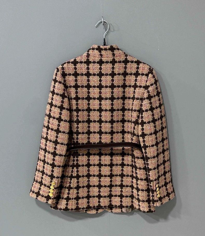 Gucci Gucci Checkered Woven Jacket with Belt-2505 Size S / US 4 / IT 40 - 2 Thumbnail