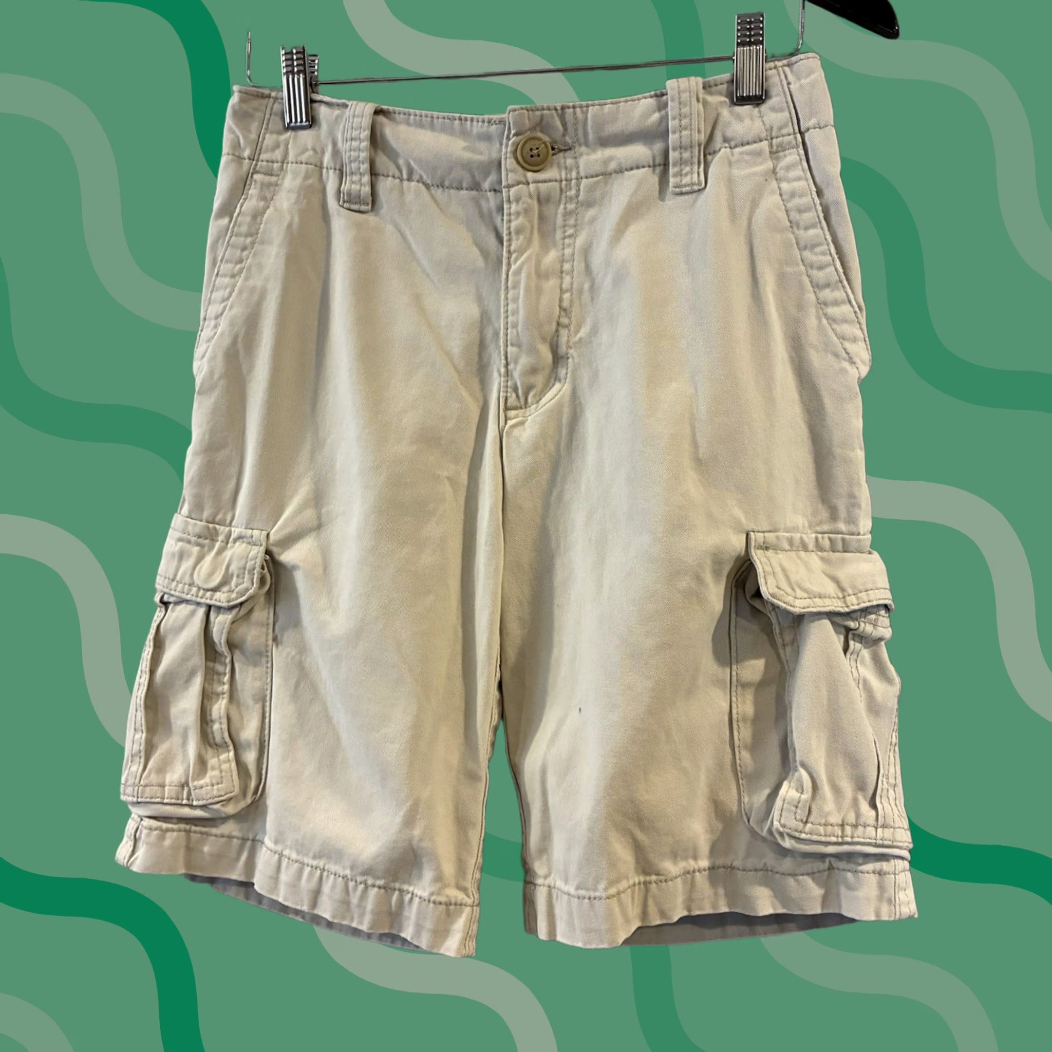 Aeropostale AeroPostale Cargo Shorts Baggy Grunge 90s Street Style Men 27 Tan Cotton Utility Drawstring Zipper Pocketed Classic Skatewear Mens Size US 27 - 1 Thumbnail