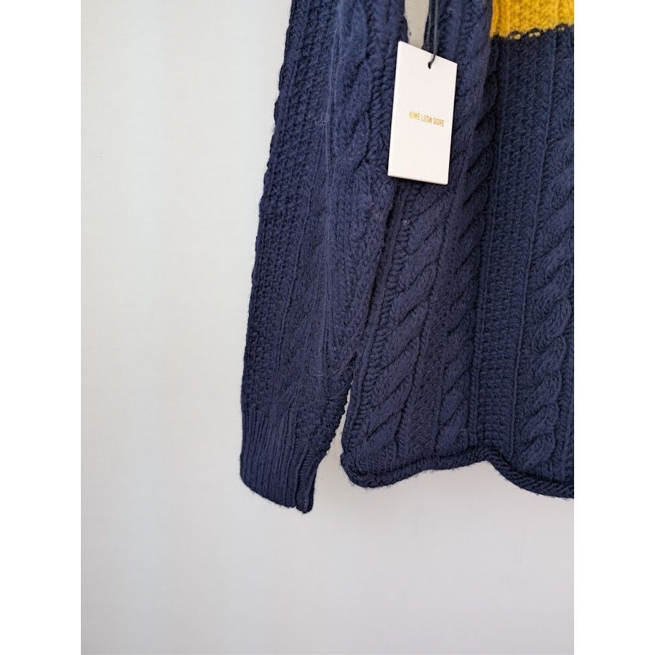 Aime Leon Dore o1rshd1 Aran Cable Mockneck Sweater in Navy Size US M / EU 48-50 / 2 - 14 Thumbnail