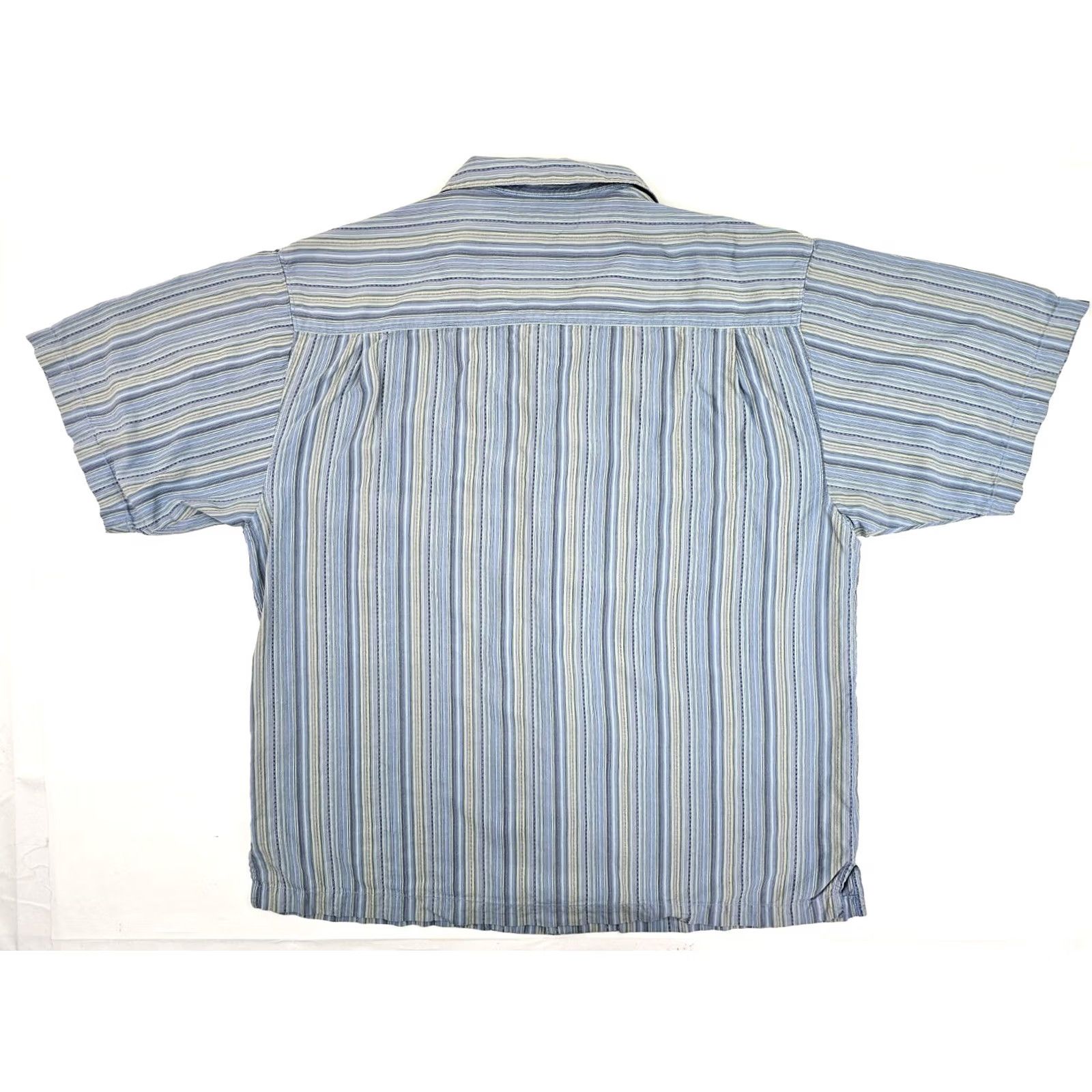 Tommy Bahama Tommy Bahama Shirt Men XL Blue Silk Short Sleeve Button Aqua & Beige Stipe 100% Size US XL / EU 56 / 4 - 7 Thumbnail
