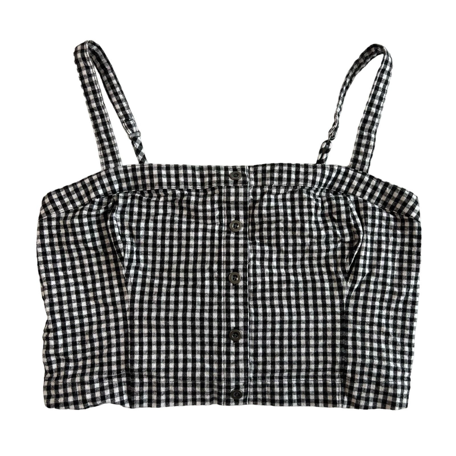 Hollister Hollister Women's Medium Plaid Crop Top Black White Size M / US 6-8 / IT 42-44 - 1 Thumbnail
