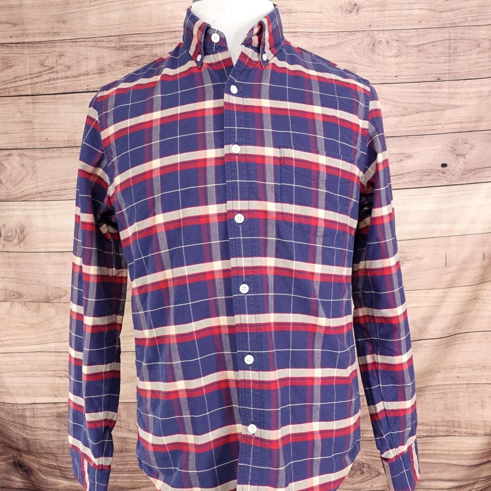 J.Crew J.CREW Shirt Mens M Blue Plaid Long Sleeve Button-Up Slim Oxford 100% Cotton Size US M / EU 48-50 / 2 - 3 Thumbnail