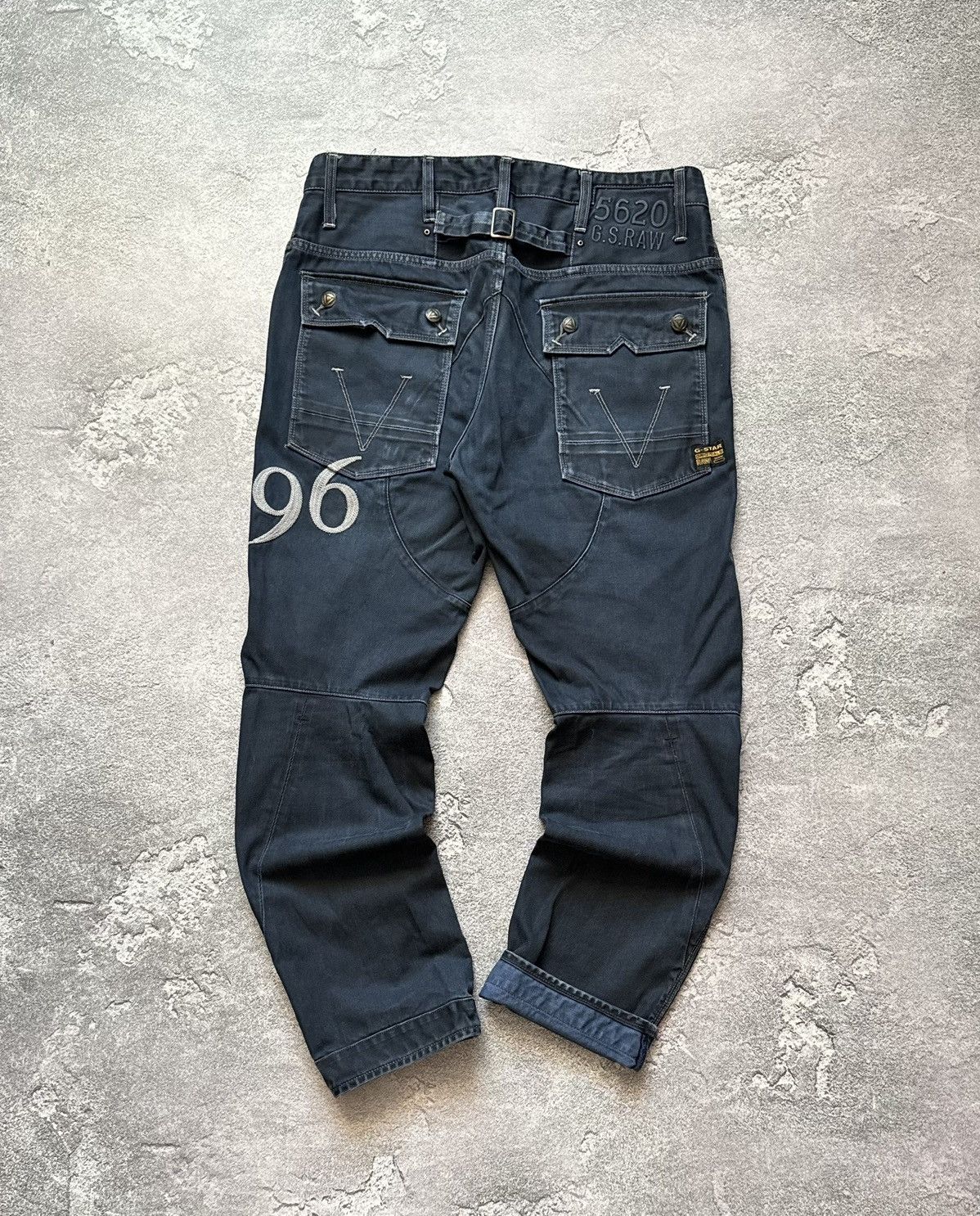 G-Star × Vintage G star raw 34/32 motor 5620 tapered embro denim pant trouser Size US 34 / EU 50 - 2 Thumbnail