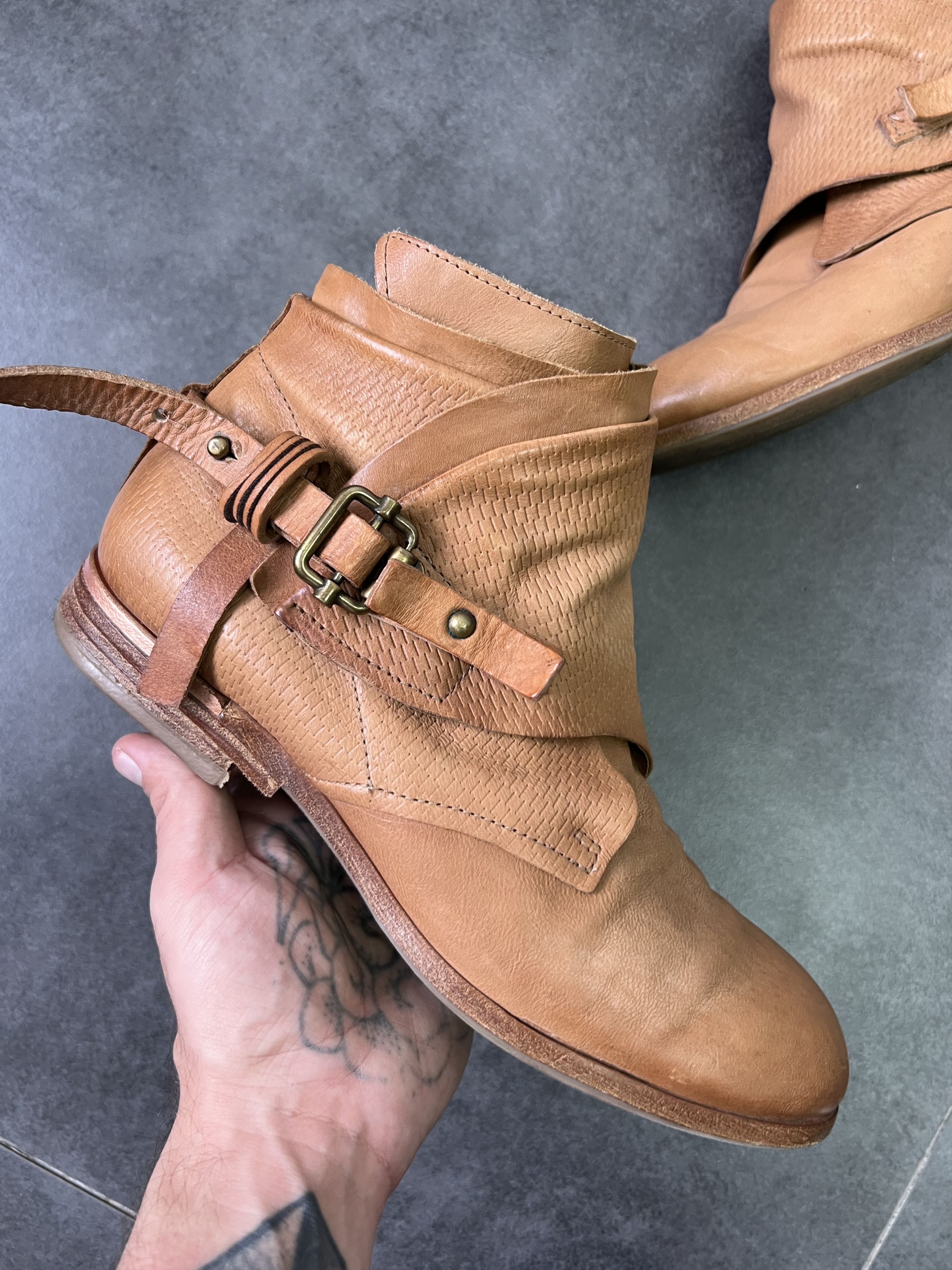 A.S.98 AS98 Scar Stitching Leather Boots Y2K Vintage Archive Opium Size US 7.5 / EU 40-41 - 2 Thumbnail