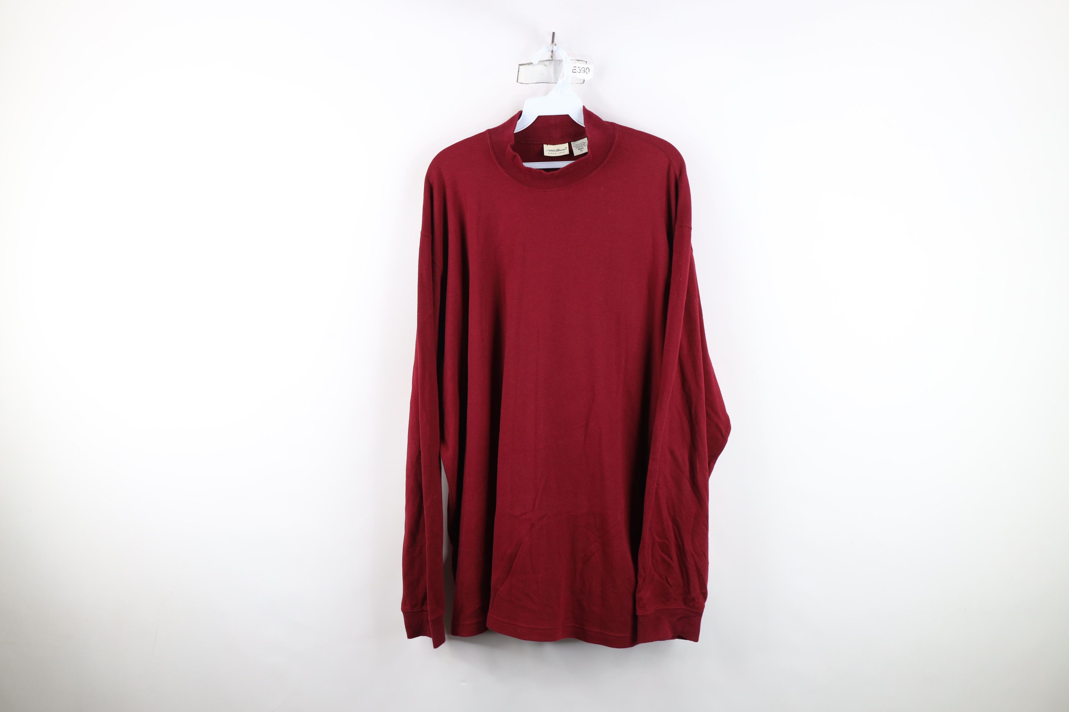 Eddie Bauer Vintage 90s Eddie Bauer Mock Neck Long Sleeve T-Shirt Red Size US XL / EU 56 / 4 - 1 Thumbnail