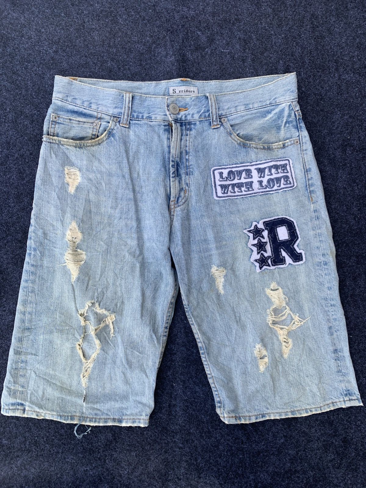 BEAUTY&YOUTH × Big John Distressed Sorridere short denim pants. (26) Size US 34 / EU 50 - 1 Thumbnail