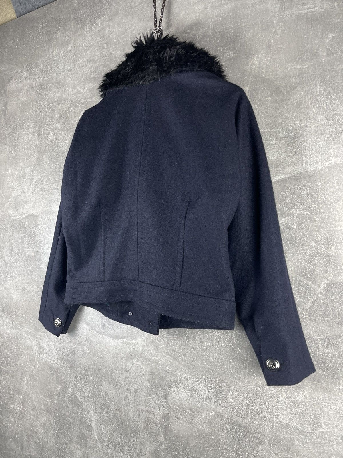 Juicy Couture Y2K Juicy Couture Cropped Wool Jacket Faux Fur Collar Blue Size L / US 10 / IT 46 - 7 Thumbnail
