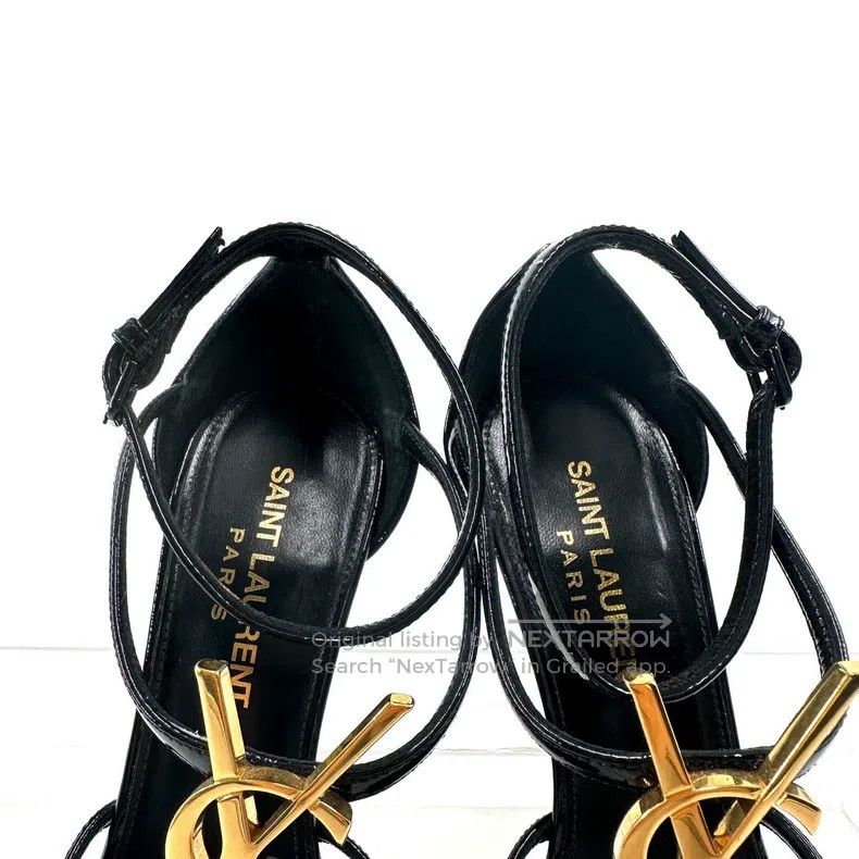 Saint Laurent Paris Saint Laurent Paris Black Patent Leather High Heel Sandals Size US 4.5 / IT 34.5 - 4 Thumbnail