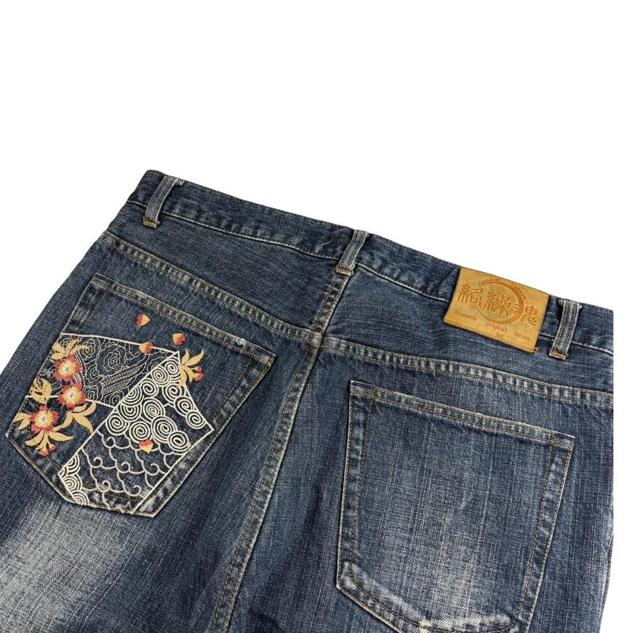 Karakuri Tamashii Karakuri Tamashii Embroidered Floral Japanese Jeans Waist 35 Size US 35 - 3 Thumbnail