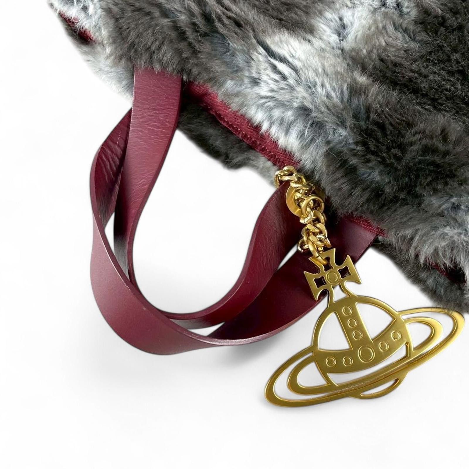 Vivienne Westwood Vivienne Westwood - Faux Fur Tote Bag with Gold Charm Size ONE SIZE - 8 Thumbnail