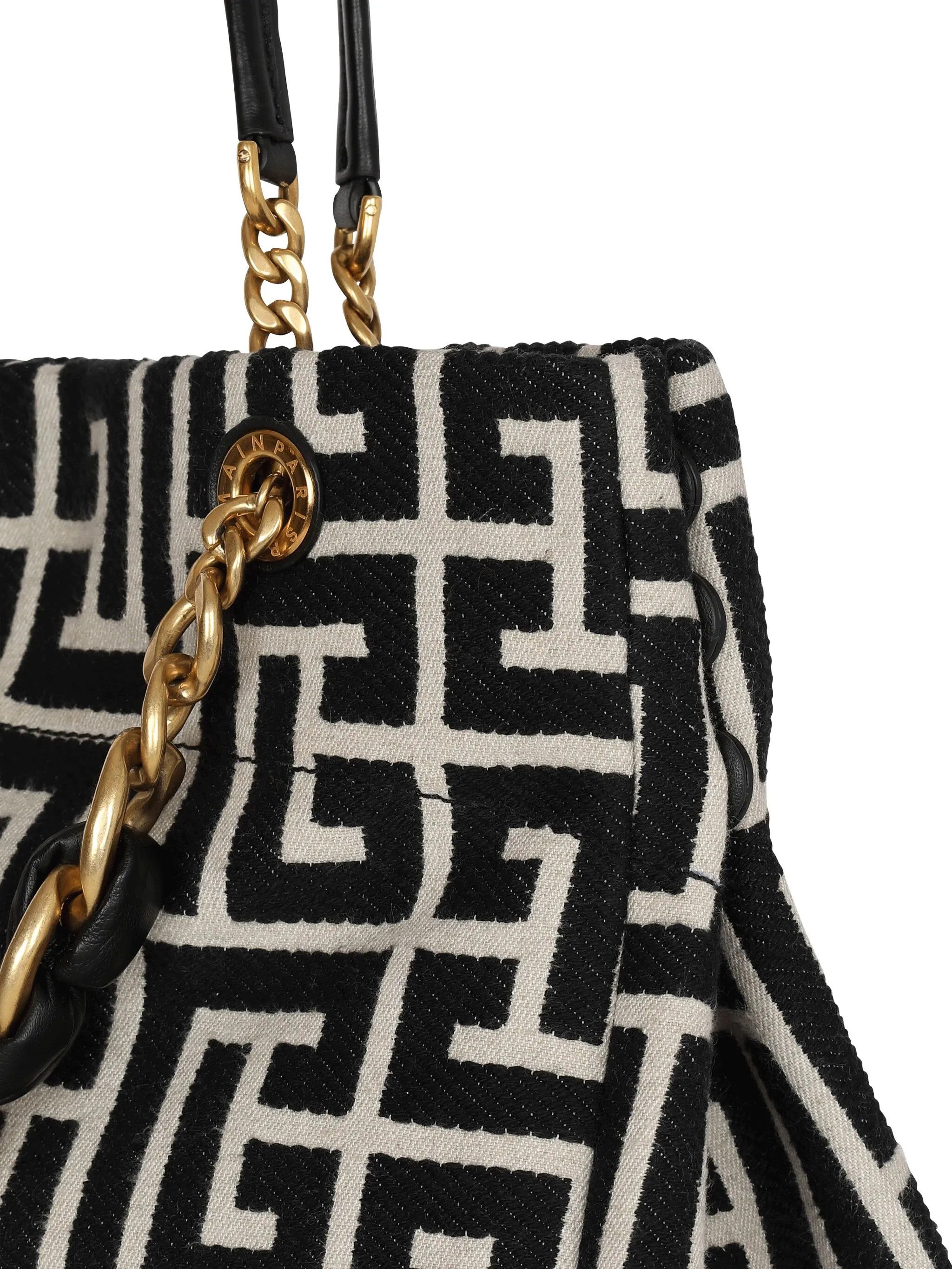 Balmain o1mt1gz0326 Size: OS / Logo Plaque Tote Bag in Black/White Size ONE SIZE - 5 Thumbnail