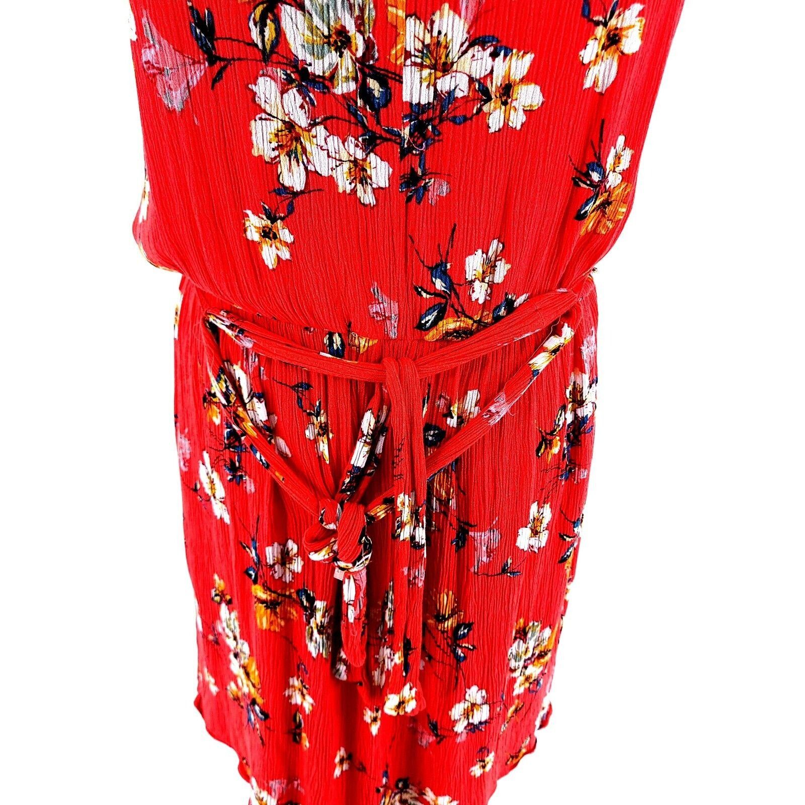 Apt. 9 Apt. 9 Floral Red A Line Dress Rayon Large Swoop Neck Sleeve Size L / US 10 / IT 46 - 4 Thumbnail