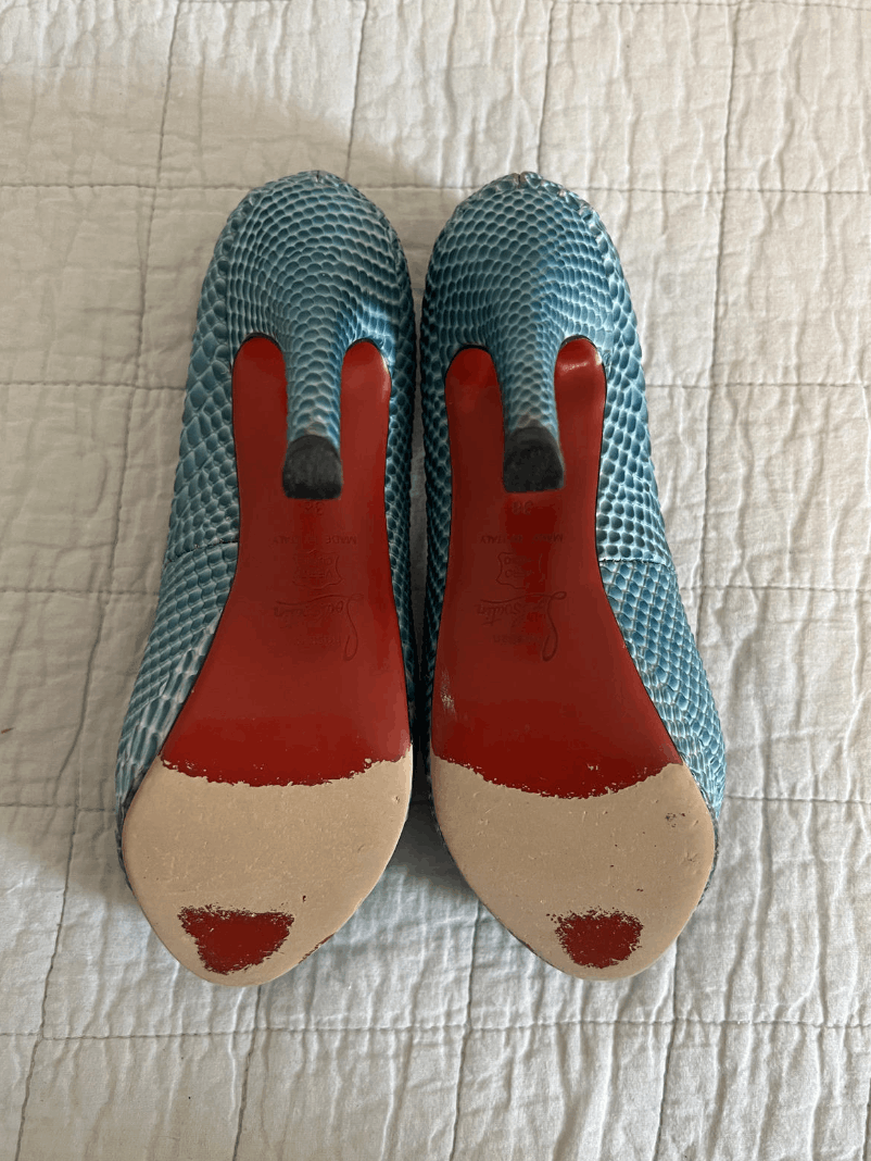 Christian Louboutin Authentic Christian Louboutin Blue Python Pumps, Size 38 Size US 7 / IT 37 - 7 Thumbnail