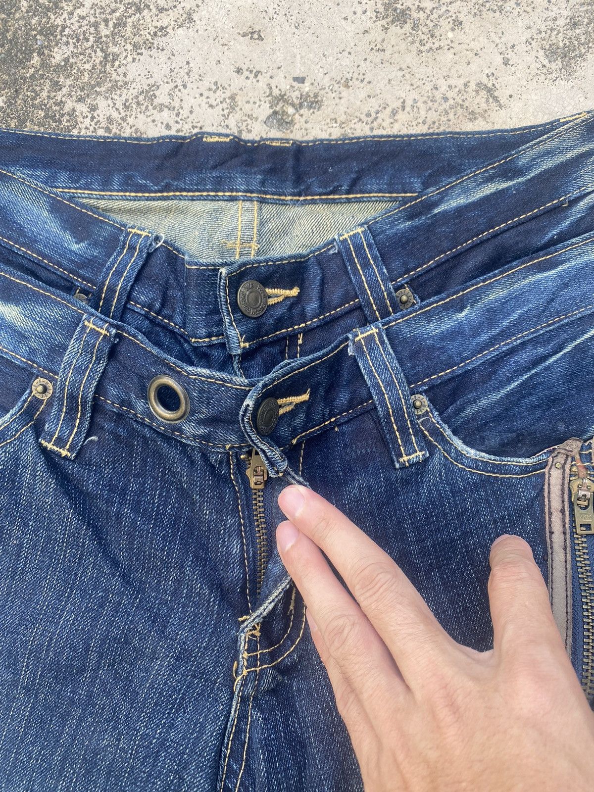 If Six Was Nine × Japanese Brand × PPFM PPFM Double Waist Distressed Zipper Denim Jeans Size US 31 - 6 Thumbnail