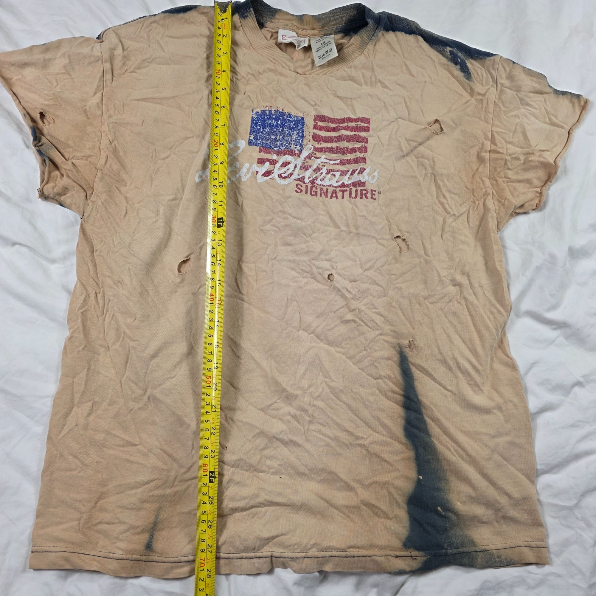 Levi's Vintage Levi Strauss Mens XL Beige Graphic USA Flag Distress Size US XL / EU 56 / 4 - 8 Thumbnail