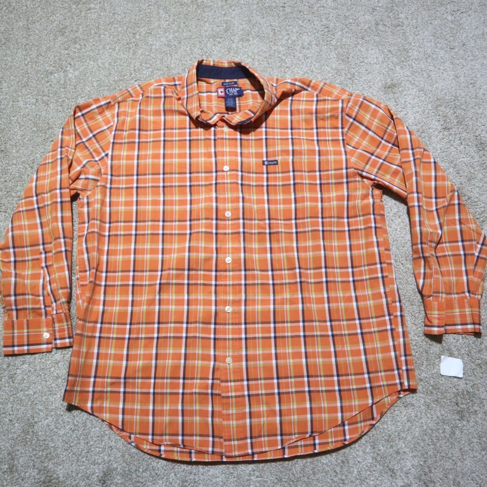 Chaps Chaps Orange Long Sleeve Button-Up Shirt XL Casual Outdoor 80s 90s Mens Size US XL / EU 56 / 4 - 2 Thumbnail