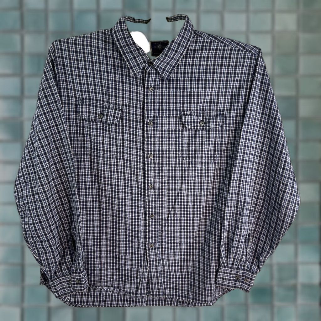 Wrangler VINTAGE Wrangler Men's Flannel Shirt 2XL Long Sleeve Plaid Cotton Blue Western Retro Size US XXL / EU 58 / 5 - 1 Thumbnail