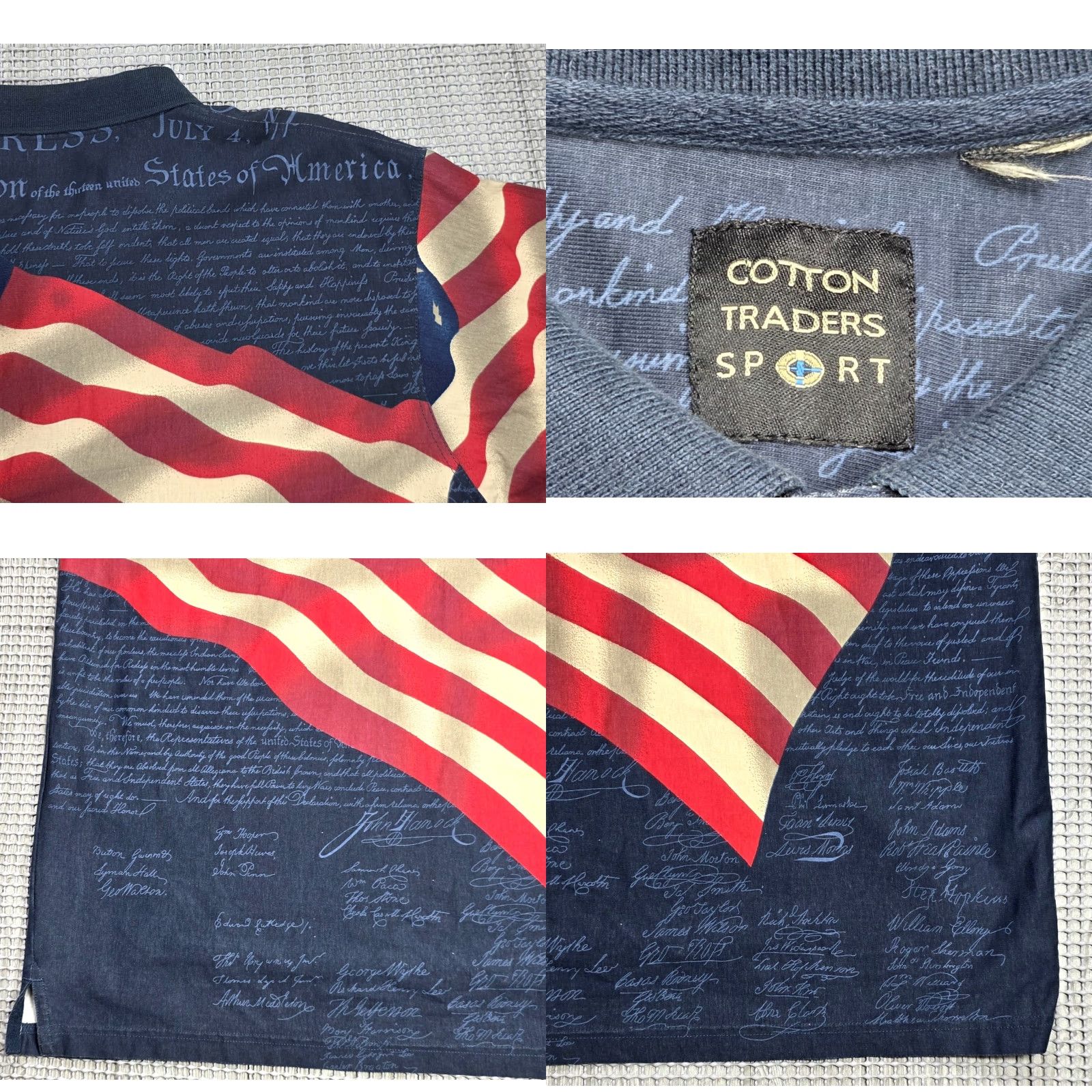 Cotton Traders Cotton Traders Sport Polo Shirt Men L Red White Blue Allover American Patriotic 4th of July Flag Casual Polo Shirt Men L to 4th of July Mens Size US L / EU 52-54 / 3 - 9 Thumbnail