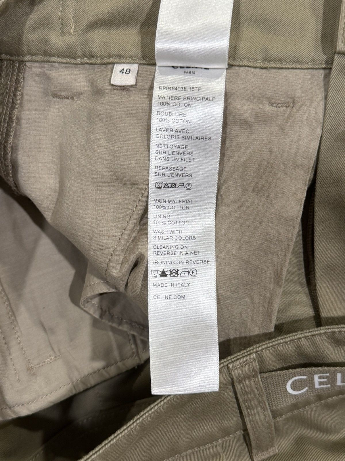 Celine Celine x Hedi Twill Khaki Logo Cargo Trouser Pants Size US 32 / EU 48 - 16 Thumbnail