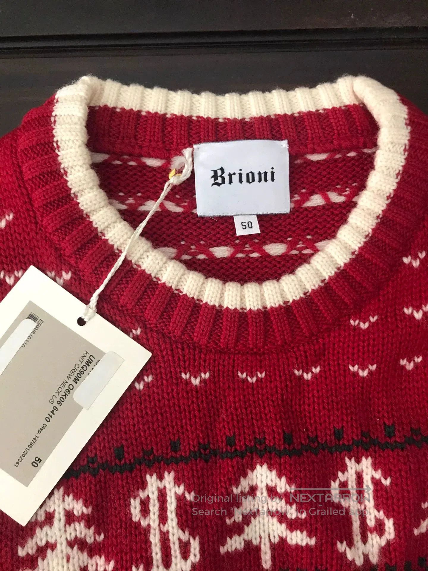 Brioni brioni thick wool men's sweater in red. Size US L / EU 52-54 / 3 - 5 Thumbnail