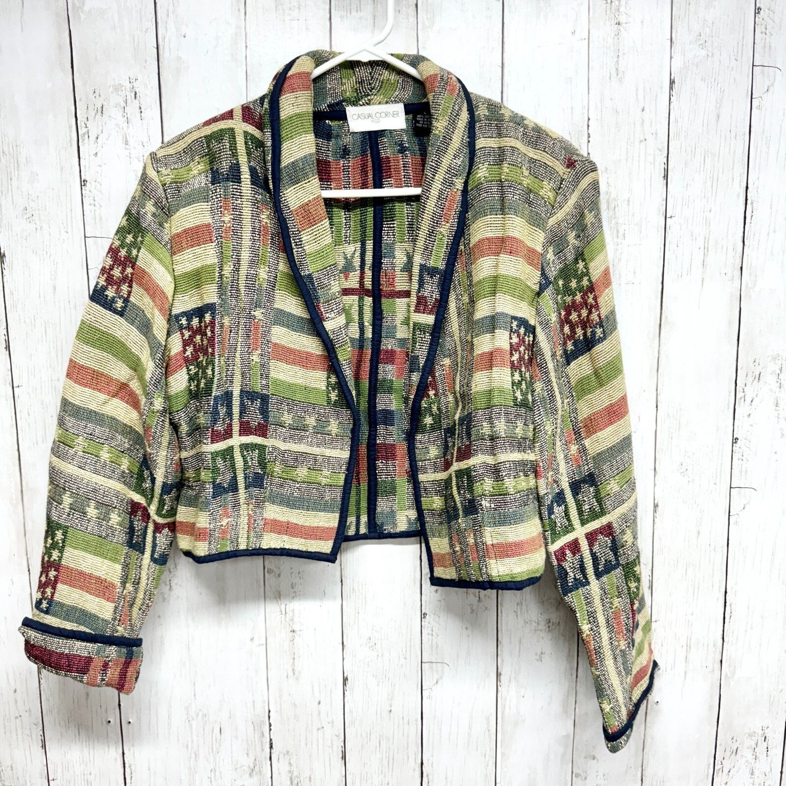 Vintage Vintage Casual Corner L Americana Stars Stripes Woven Blazer Size L / US 10 / IT 46 - 1 Thumbnail