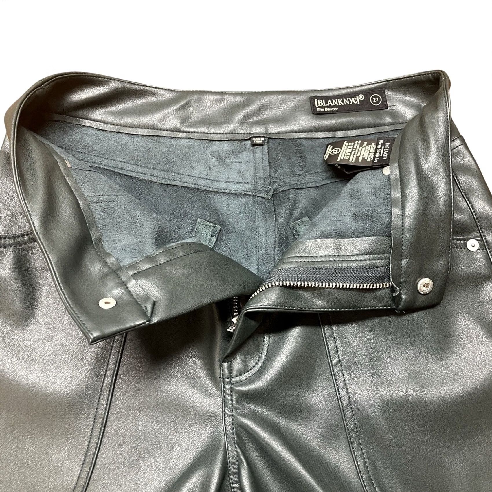 Vintage VINTAGE BLANK NYC Baxter Pants High Rise Green Faux Leather Wide Leg Pants 27 Women Size 27" / US 4 / IT 40 - 6 Thumbnail