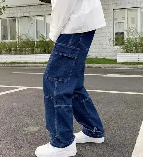 Japanese Brand Blue Color Straight Baggy Denim Pants Size US 29 - 4 Thumbnail