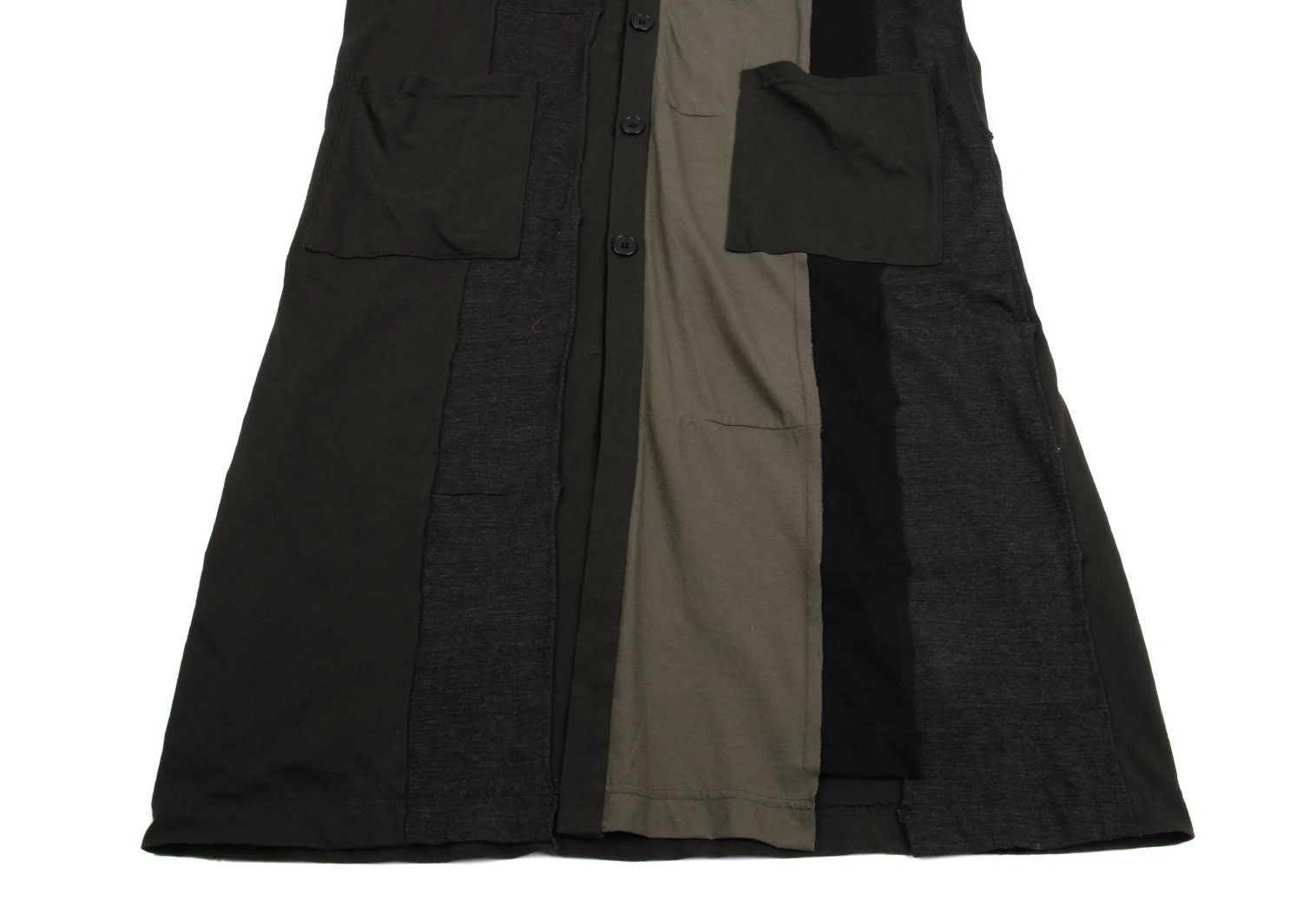 Yohji Yamamoto Cotton Panel Long Cardigan in Khaki and Black Size US M / EU 48-50 / 2 - 7 Thumbnail