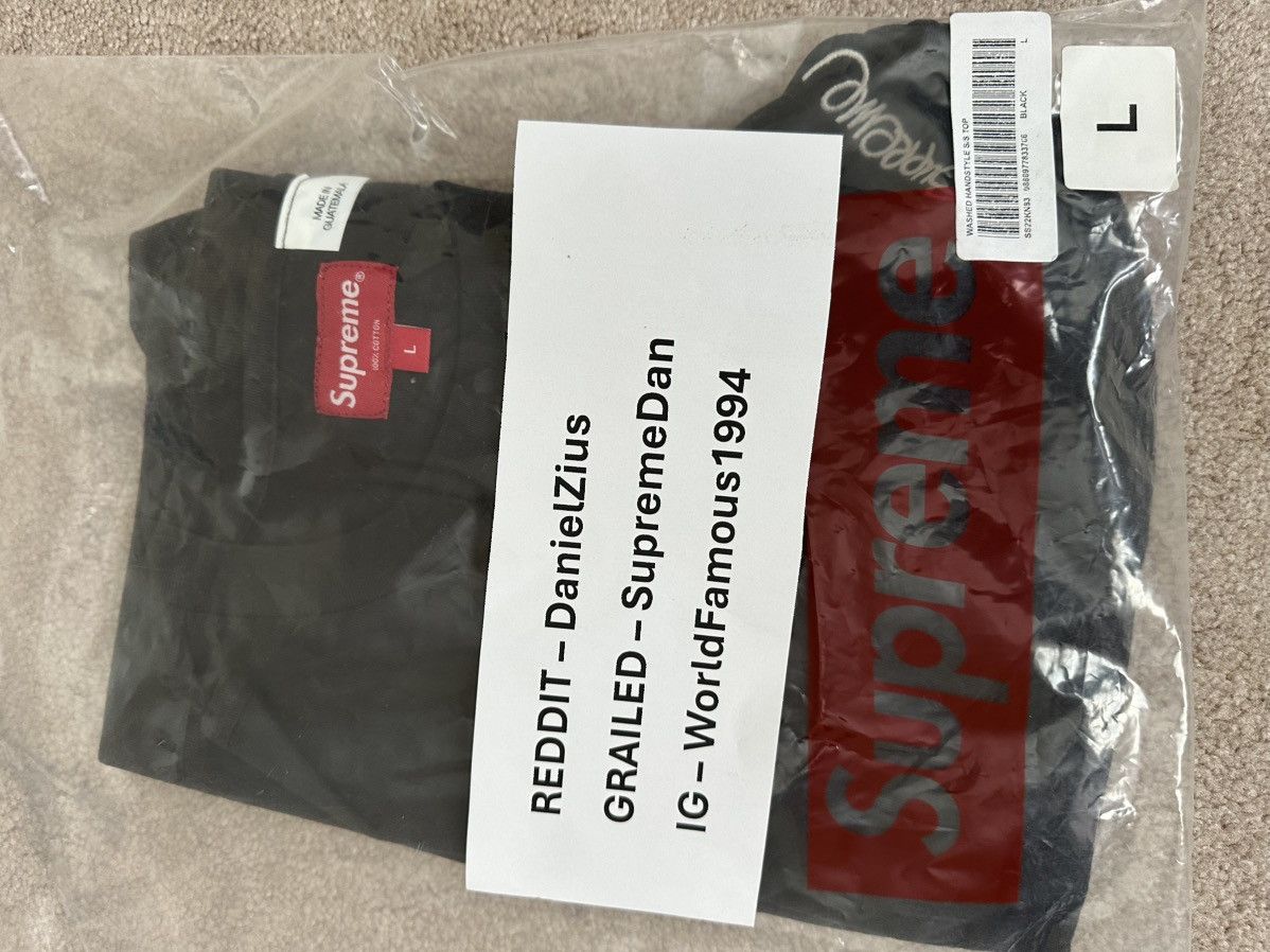 Supreme Supreme Washed Handstyle Short-Sleeve Top 'Black' Size US L / EU 52-54 / 3 - 2 Thumbnail