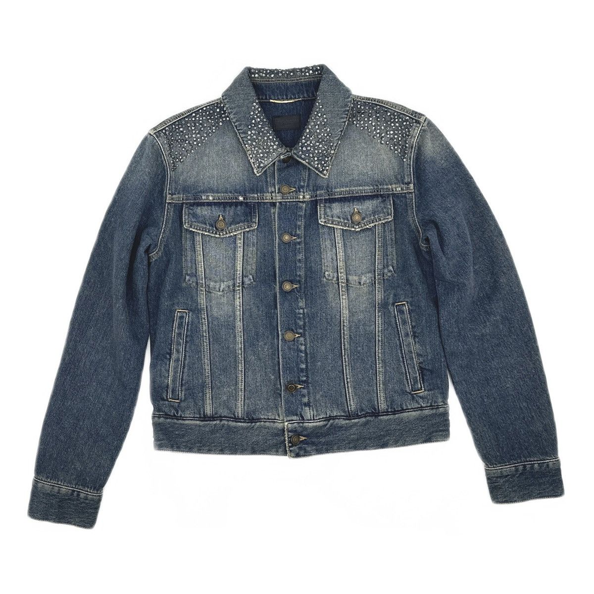 Saint Laurent Paris Saint Laurent Paris studded distressed blue denim Jacket Size US M / EU 48-50 / 2 - 1 Thumbnail