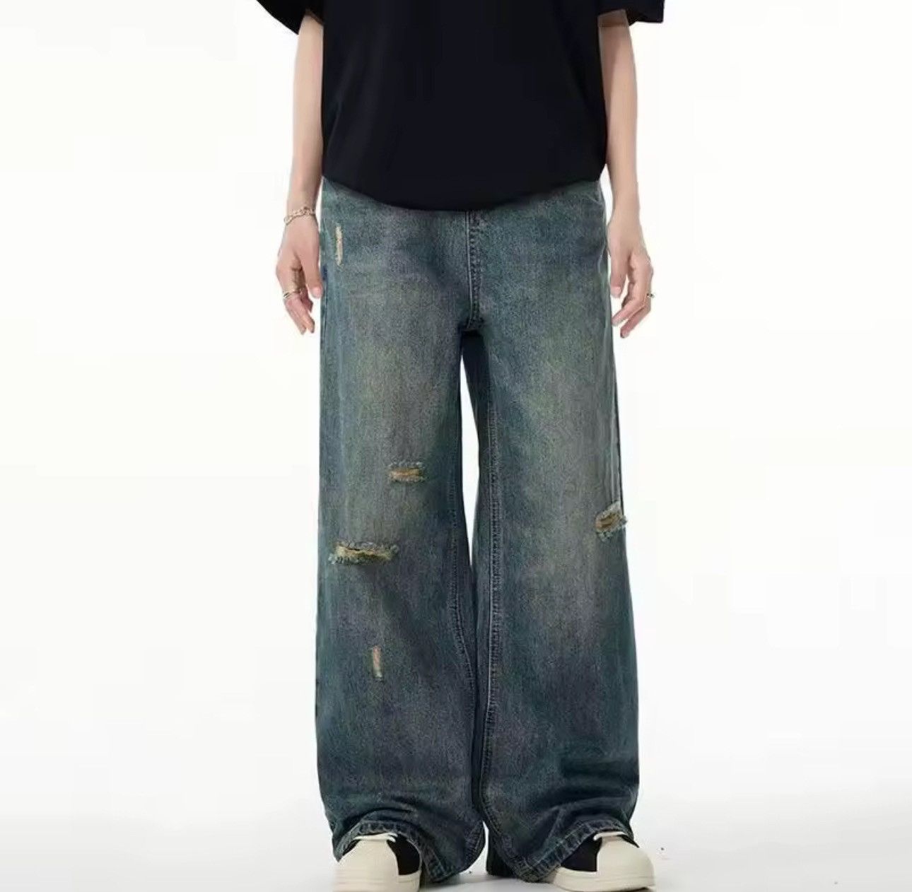 Jean Vintage Retro Distressed Casual Baggy Straight Jeans Size US 32 / EU 48 - 1 Thumbnail