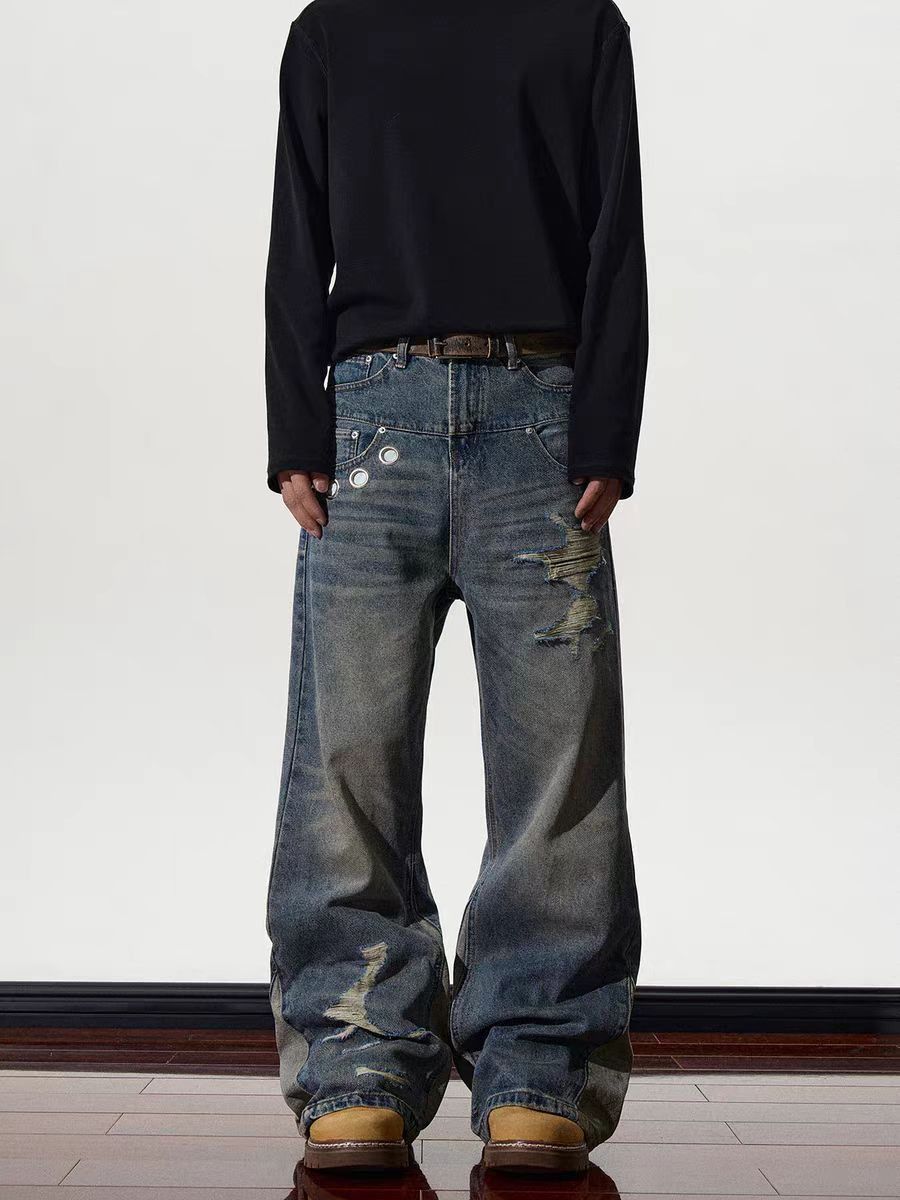 Japanese Brand × Jean High Street Deconstructed Straight Leg Micro Flare Jeans Size US 34 / EU 50 - 1 Thumbnail