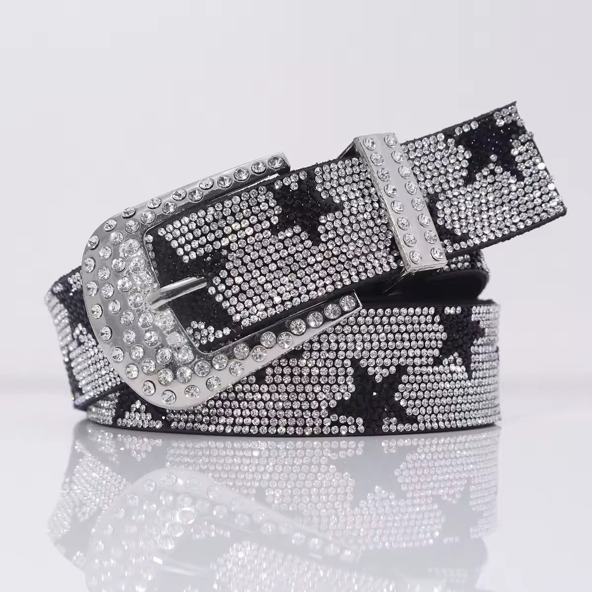Other Shiny Rhinestone Star Pu Leather Belt Size ONE SIZE - 1 Thumbnail