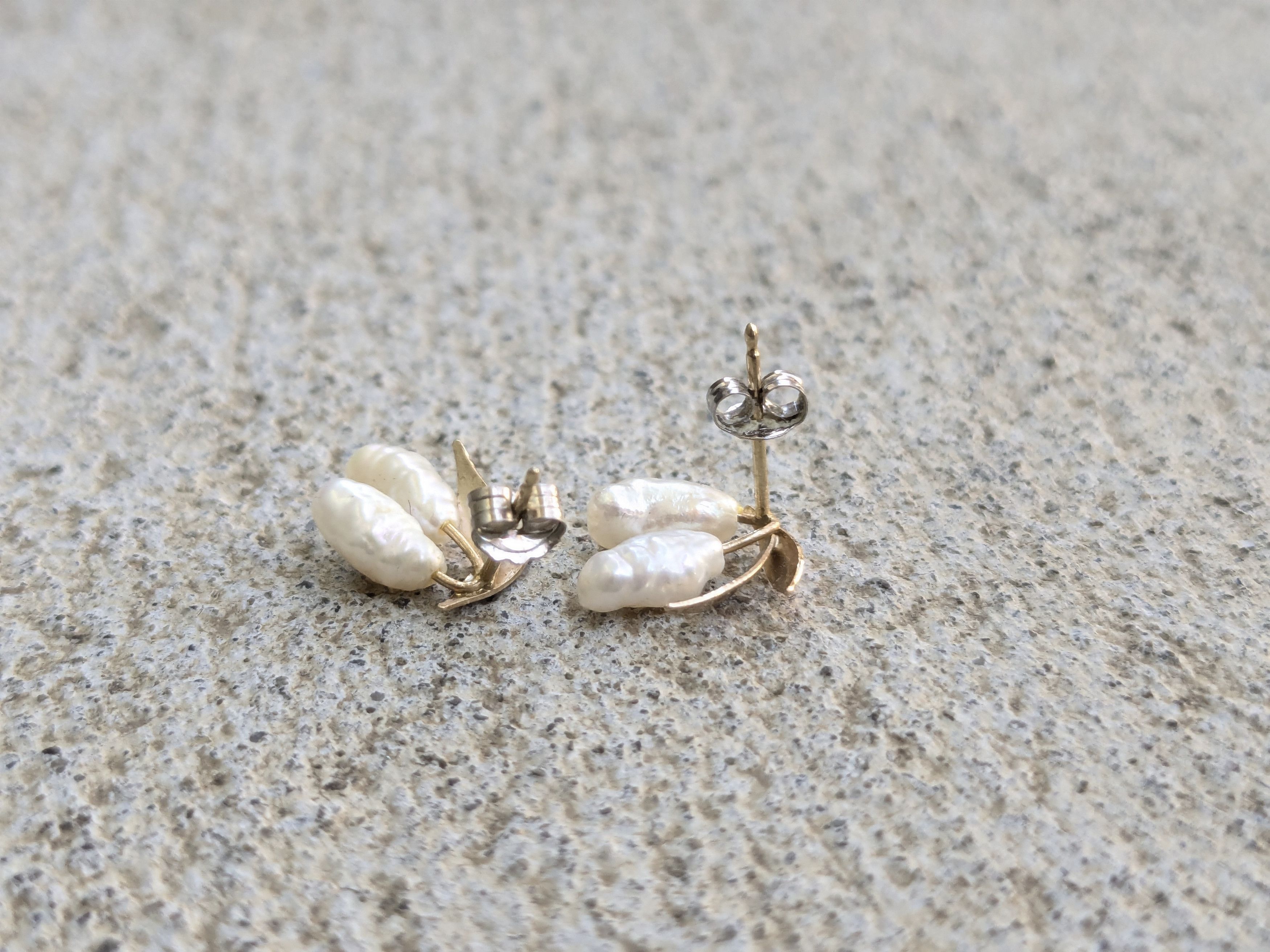 Jewelry × Vintage 14k Yellow Gold Baroque Pearl Earrings Dangle Size ONE SIZE - 7 Thumbnail