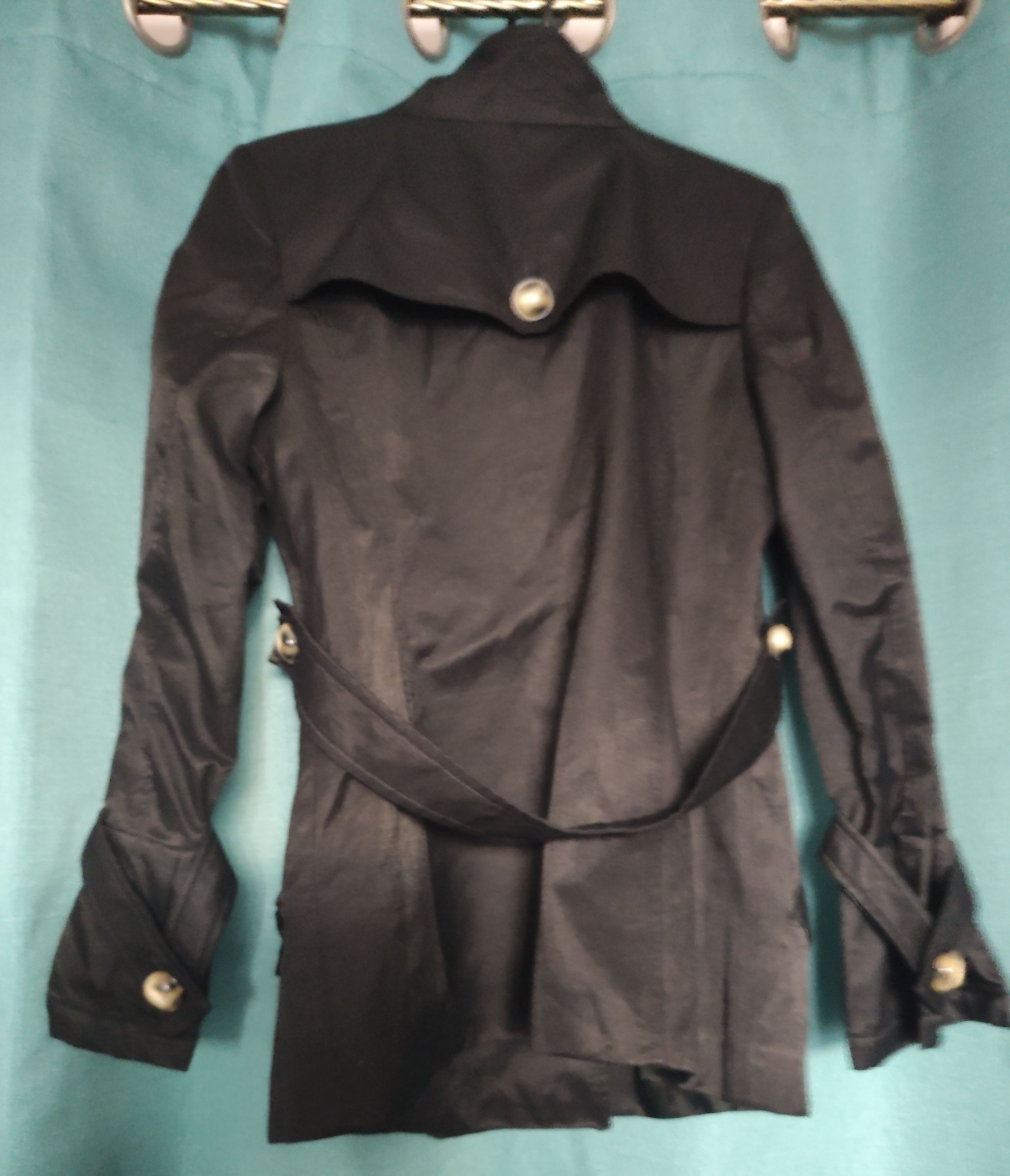 Designer × Vintage Vintage Gothic Formula Joven Black Cotton Trenchcoat Peacot Size M / US 6-8 / IT 42-44 - 3 Thumbnail