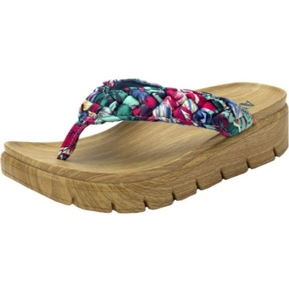 Other Alegria Blue Multi Floral Rainbow Braided Flip Flop Thong Pl Size US 9.5 / IT 39.5 - 8 Thumbnail
